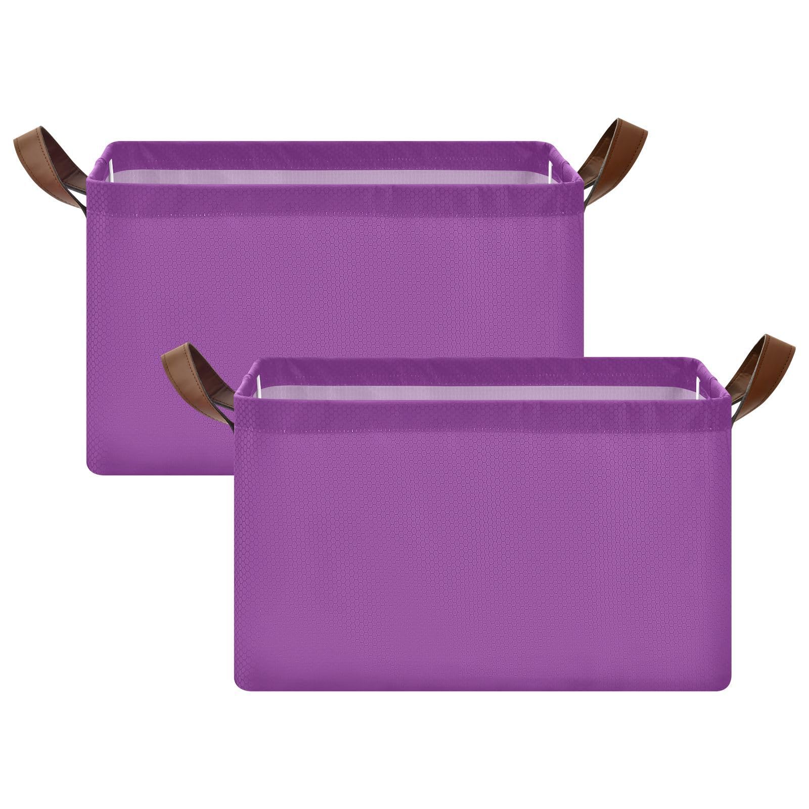 Bright Purple 2-Pack Collapsible Fabric Storage Bins with Handles - Foldable Cube Organizer Baskets for Shelves, Closet, Home & Office - Perfect for Blankets, Clothes, Toys & Home Organization
