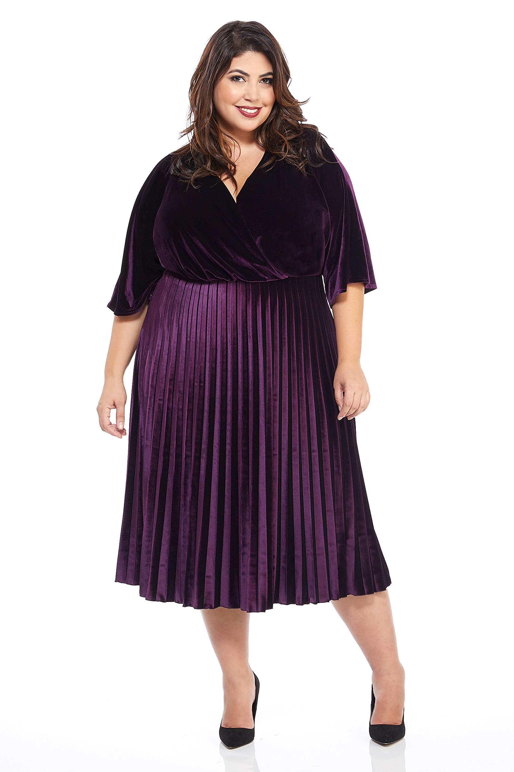 Maggy London Women's Velvet Flare Dress with Pleats for Party & Work