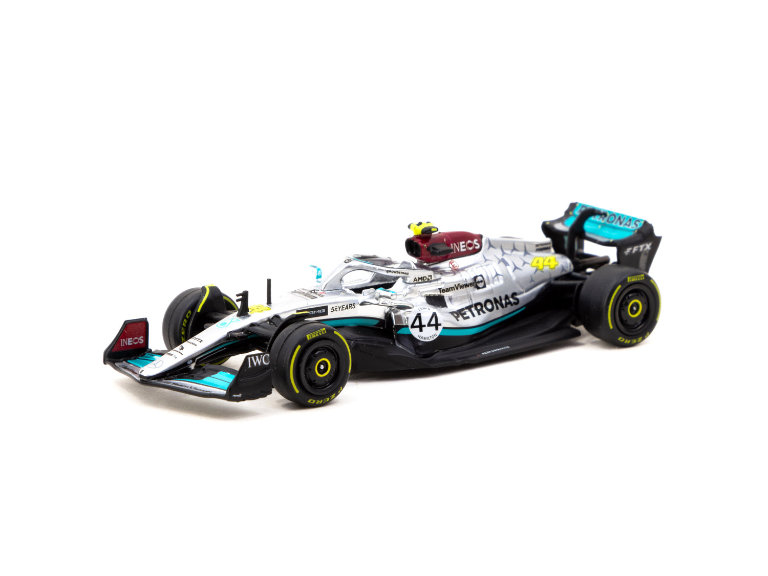 Tarmac Works 1/64 Scale Mercedes AMG F1 W13 E Performance Diecast Model Car - 2022 Belgian Grand Prix Edition - Lewis Hamilton #44 Collectible - Perfect for Racing Fans and Model Car Collectors