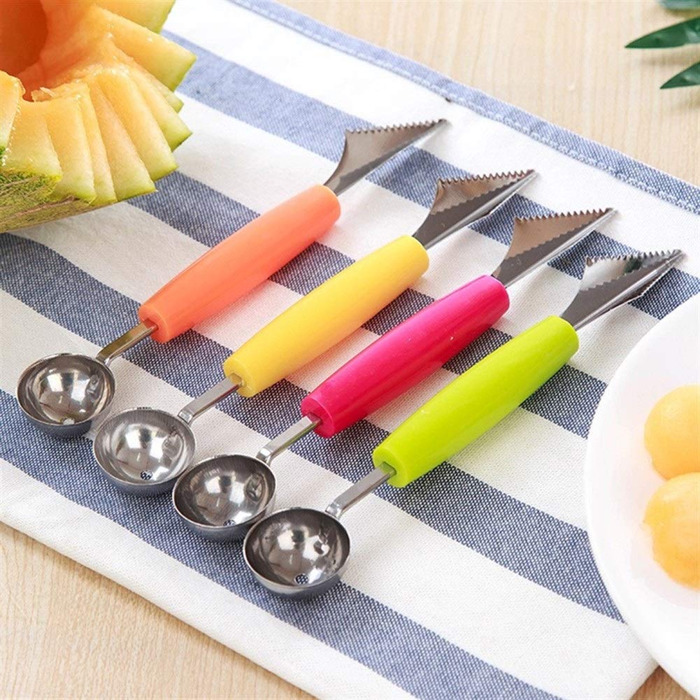 **DANDAN Watermelon Slicer & Fruit Platter Set - Carving Knife, Melon Spoon & Ice Cream Scoop - Kitchen Gadgets for Easy Fruit Cutting - Perfect for BBQs, Parties & Summer Snacks (Orange)**