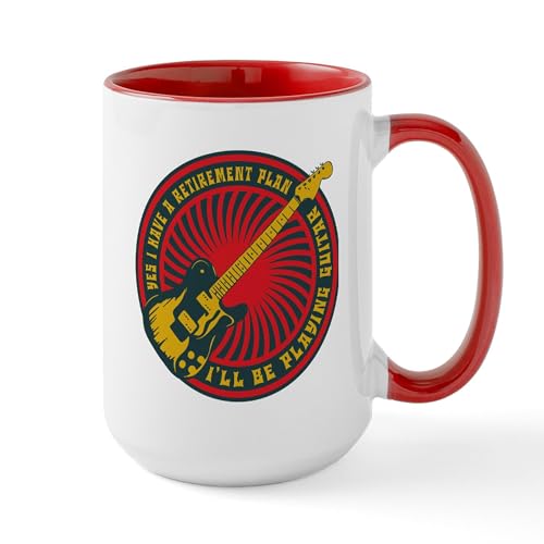 White/Red Inside - Guitar Retirement Plan 15 Oz Ceramic Mug
