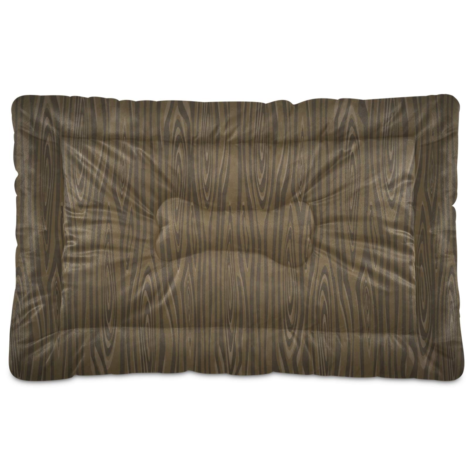 Vintage Wood Texture Dog Bed - Washable Crate Mat Mattress for Large, Medium & Small Dogs - 24x18 Inch Pet Pad - Perfect for Crates, Kennels & Home Use (2100078)