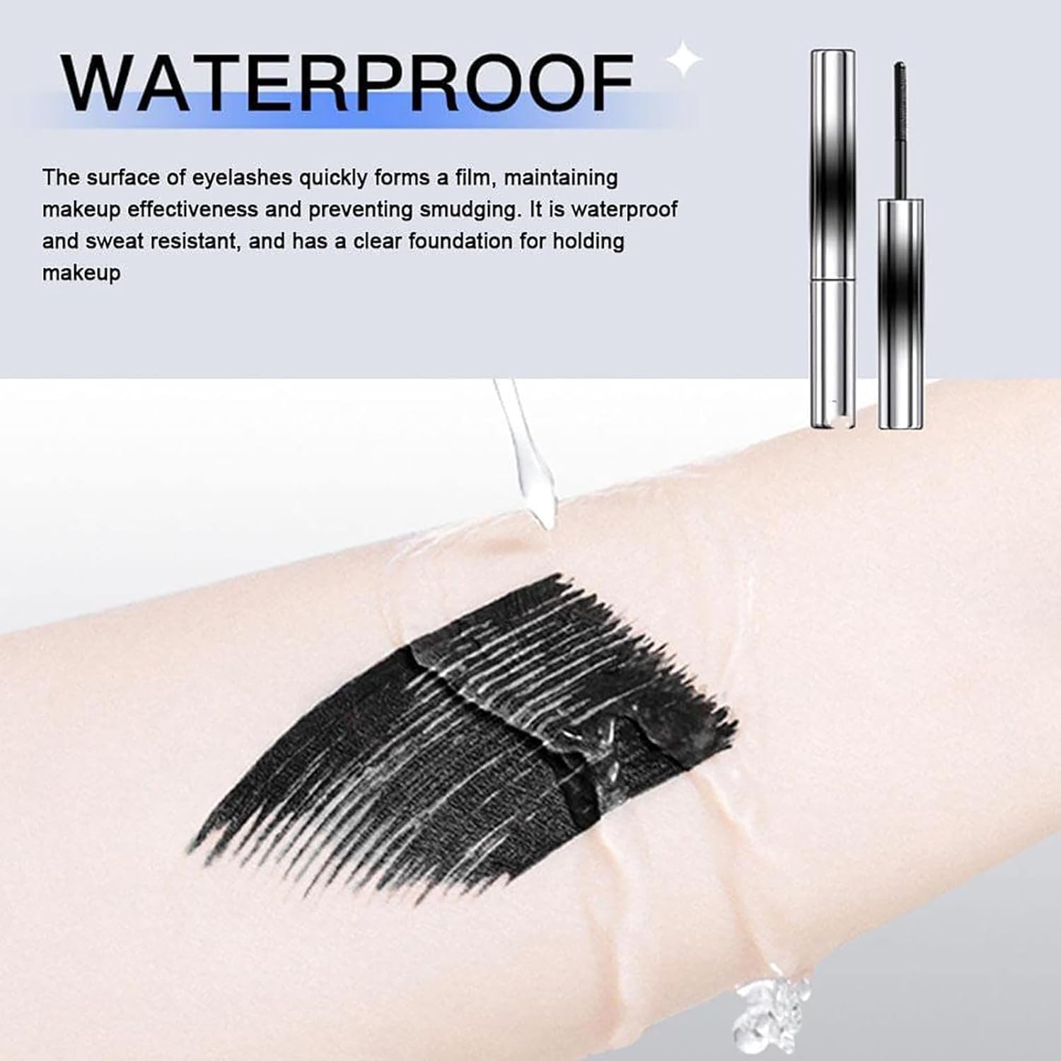 Iron Wand Mascara - Bristleless Metal Rod Mascara for Waterproof Long Lasting Lash Extensions (Black, 2-Pack) | Perfect for Everyday Wear, Special Occasions & Professional Makeup Looks