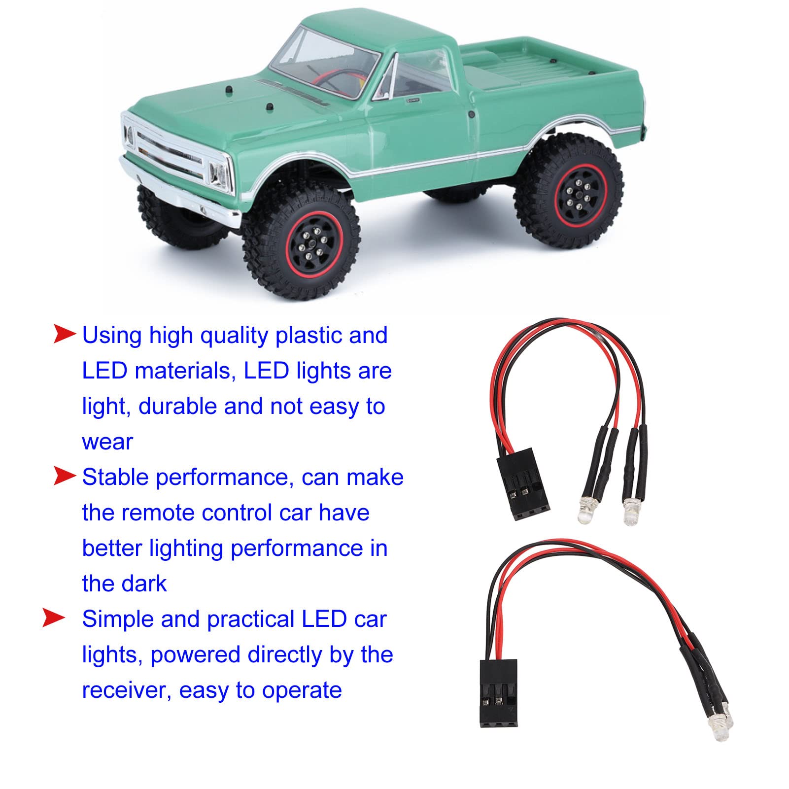 2Pcs High Simulation RC Car LED Lights for Scx24, 1/24 & 1/18 Scale Remote Control Cars - Durable Car Lamp Accessories for Night Racing & Off-Road Adventures
