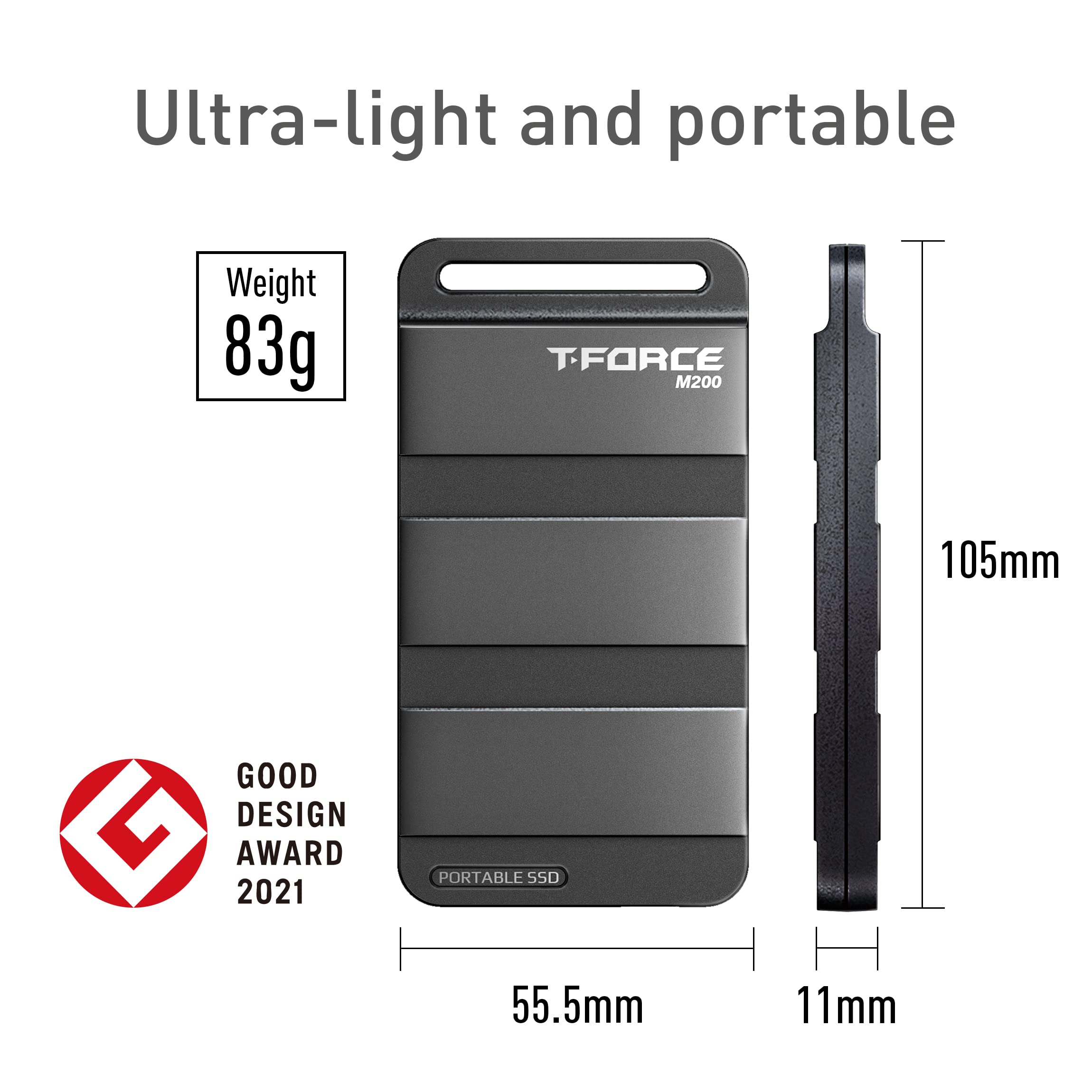 TEAMGROUP M200 2TB Portable External SSD - USB 3.2 Gen 2 Type-C, Up to 1050MB/s, Compact & Lightweight for Gaming, Photography, Video Editing & Data Backup