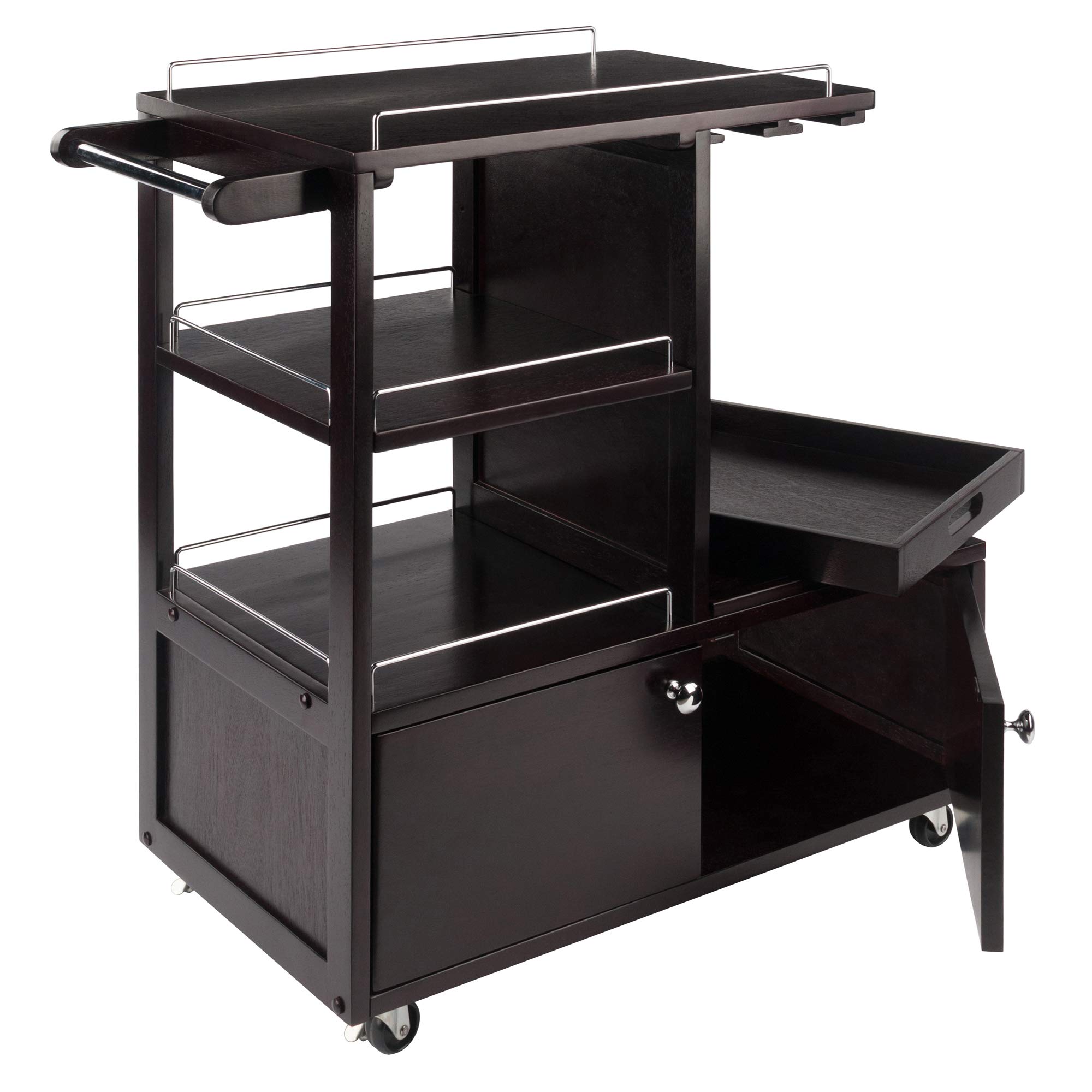 Winsome Wood Galen Entertainment Cart - Rolling TV Stand with Storage Shelf for Living Room, Bedroom, Home Theater - Perfect for Organizing Media Devices & Decor