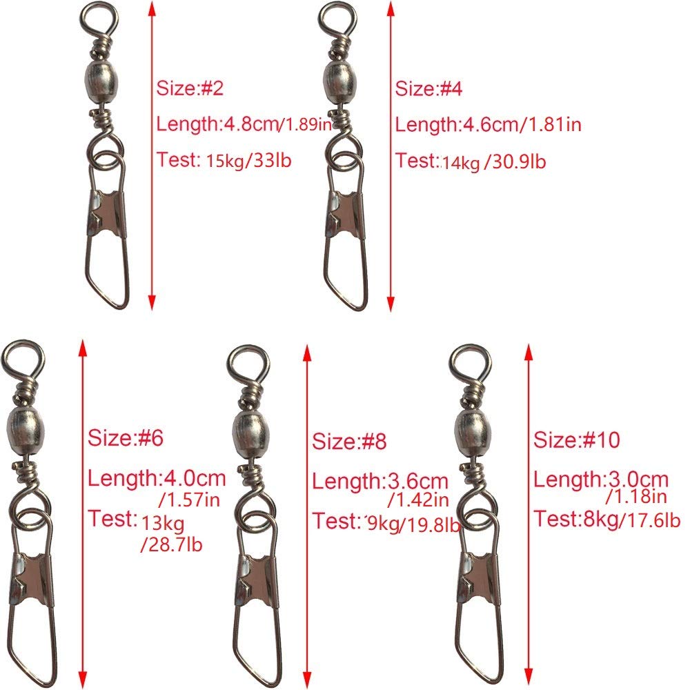 Premium Luengo Rolling Fishing Swivel - Ball Bearing Barrel Swivel with Safety Snap Connector & Solid Rings - Saltwater & Freshwater Fishing Gear for Lures, Rigs & Tackle - Perfect for Bass, Trout & Saltwater Game Fish