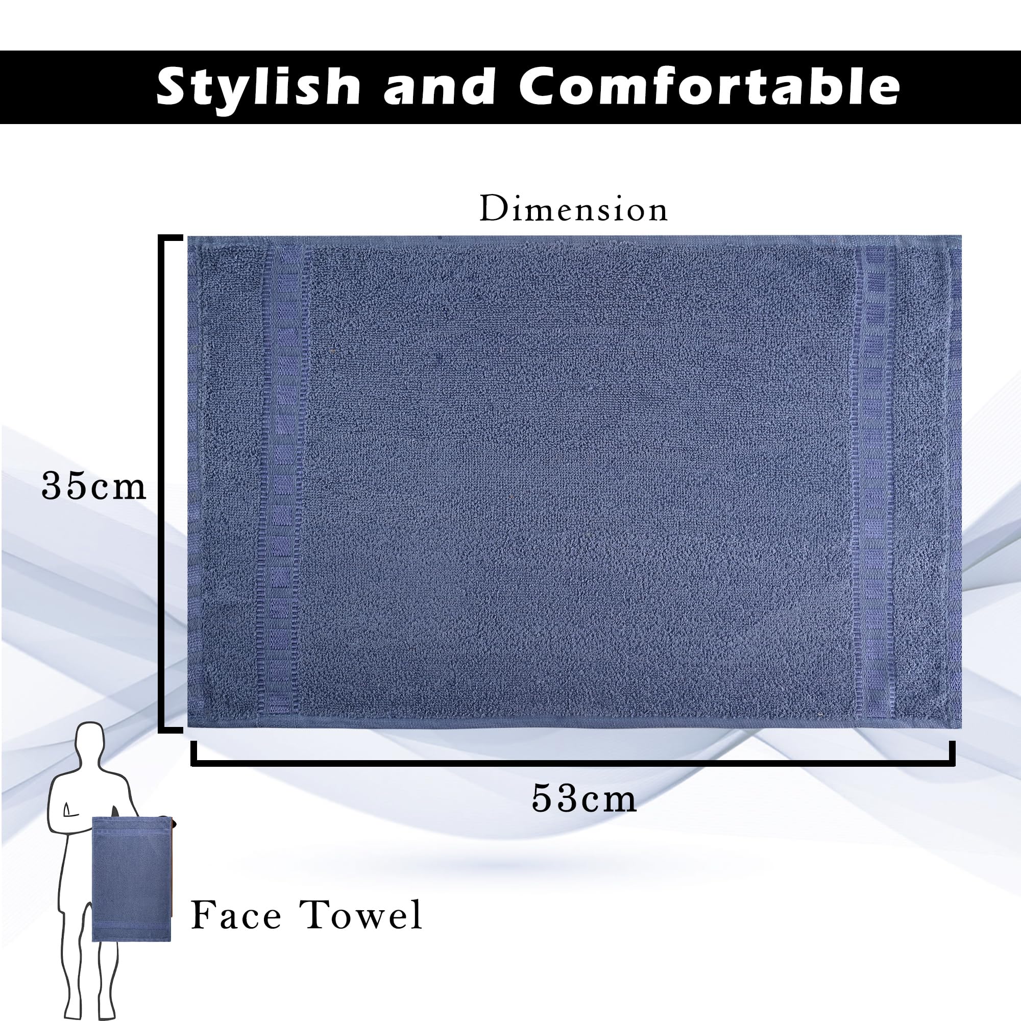 Kuber Industries 2-Pack Cotton Hand & Face Towels for Men & Women - Soft, Absorbent & Washable - Perfect for Gym, Workout, Travel & Daily Use - Dark Blue