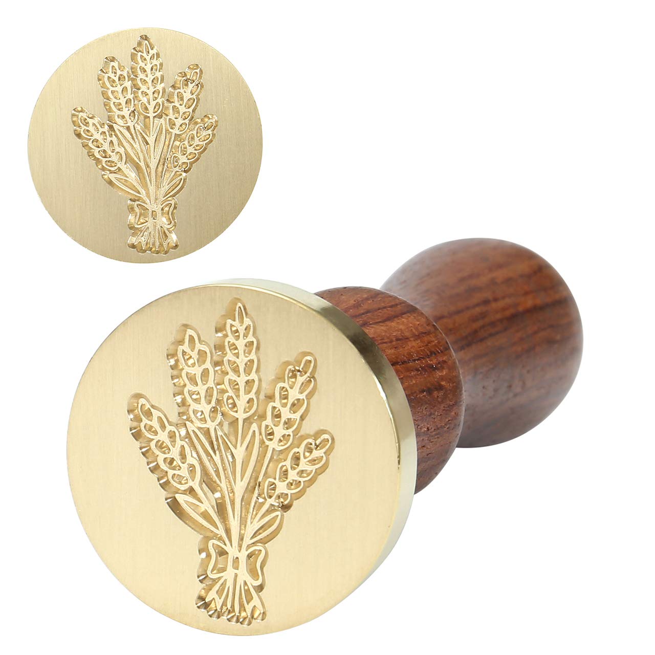 Vintage Lavender Wax Seal Stamp Set - Brass Head with Wooden Handle for Wedding Invitations, Letters & DIY Crafts - Mornajina Removable Sealing Wax Stamp (Lavender)