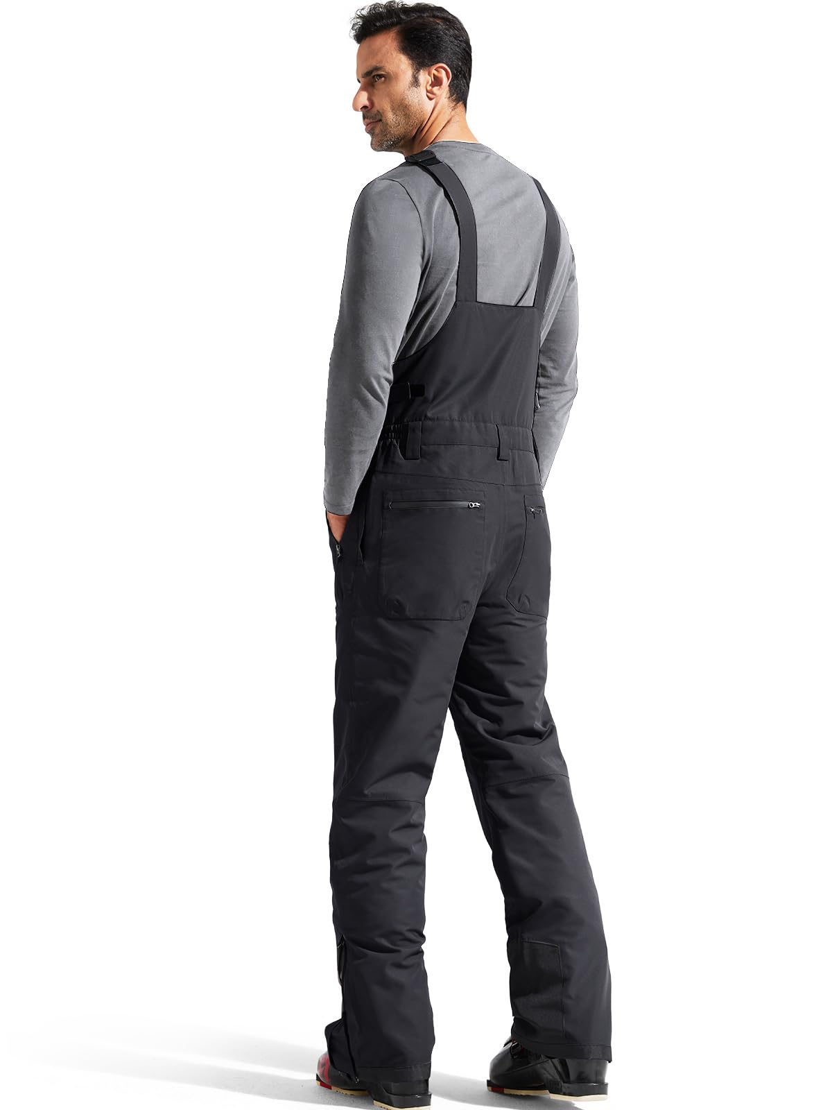 FREE SOLDIER Men's Waterproof Insulated Snow Bibs - Windproof Softshell Ski Pants for Winter Sports, Snowboarding & Cold Weather Outdoor Activities