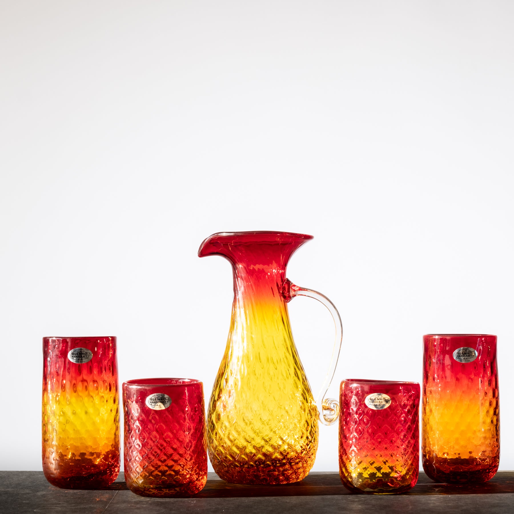 2511D Diamond Optic Drinkware Set - 12-Piece Orange Glass Cups & Tumblers for Cocktails, Juice, Iced Tea - Elegant Barware for Home, Parties & Restaurants