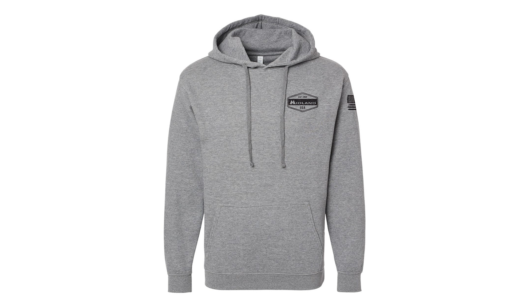 Midland Est. 1959 Gray Hoodie - Vintage Style Men's Pullover Sweatshirt for Casual Wear & Outdoor Activities