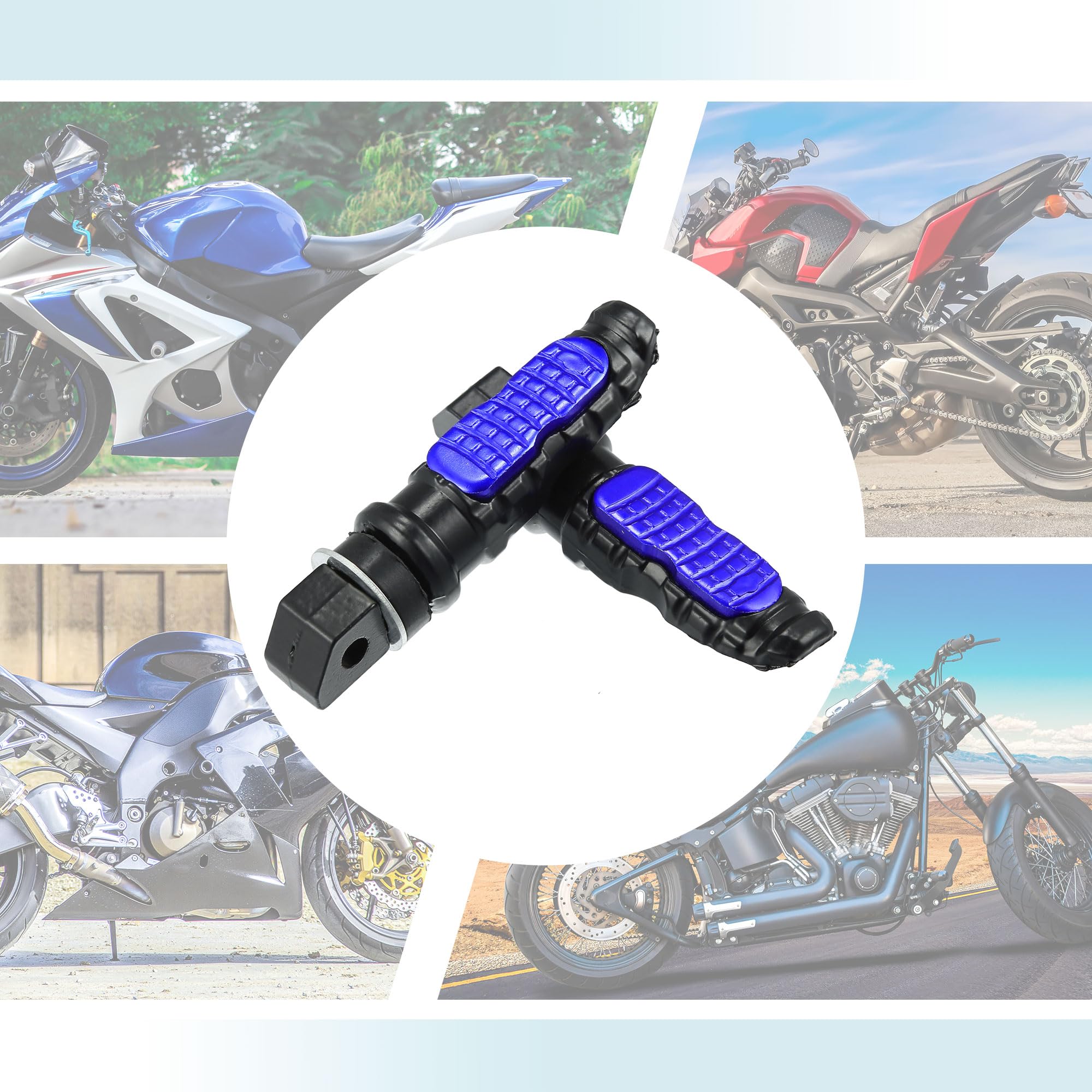 Motoforti 1 Pair Universal Motorcycle Foot Pegs - Aluminum Alloy Footrest Pedals for Dirt Bikes & Cruisers (Blue) - Perfect for Off-Roading & Long-Distance Riding