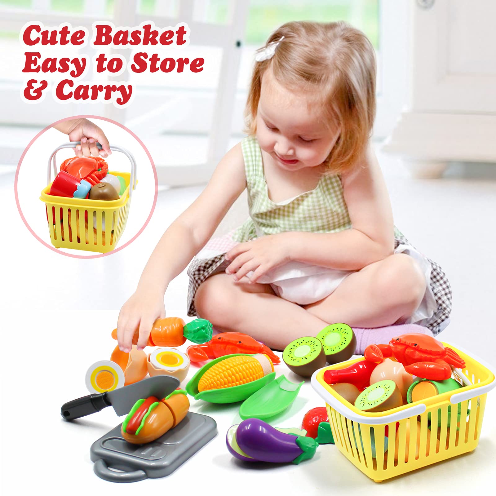 **32-Piece Kids Pretend Play Kitchen Toys Set - Stainless Steel Pots & Pans with Rack Organizer, Cooking Utensils, Apron & Play Food Basket - Perfect for Toddlers, Girls & Boys - Ideal for Role-Playing, Birthday Gifts & Early Learning Fun**