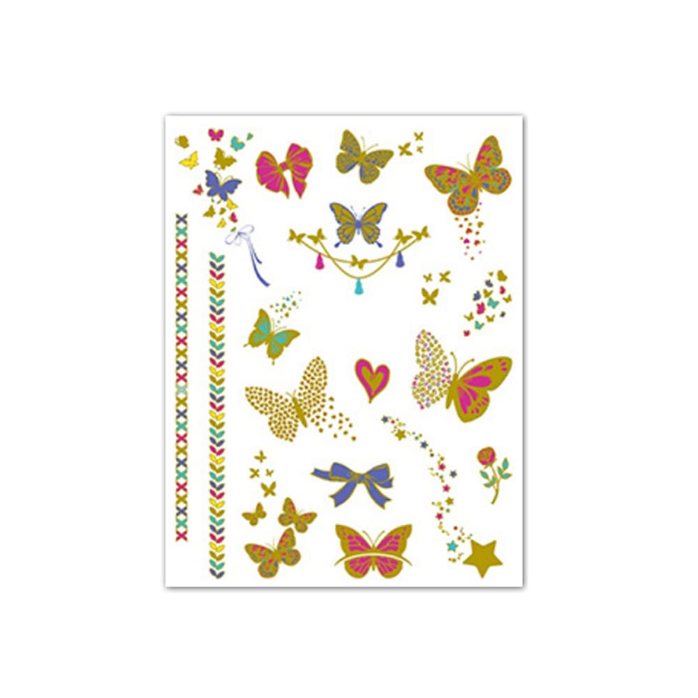 Premium S.A.V.I Gold & Silver Temporary Tattoos for Women & Girls - Metallic Butterfly, Heart & Bow Designs (16x12cm) | Perfect for Parties, Festivals, Weddings & Body Art