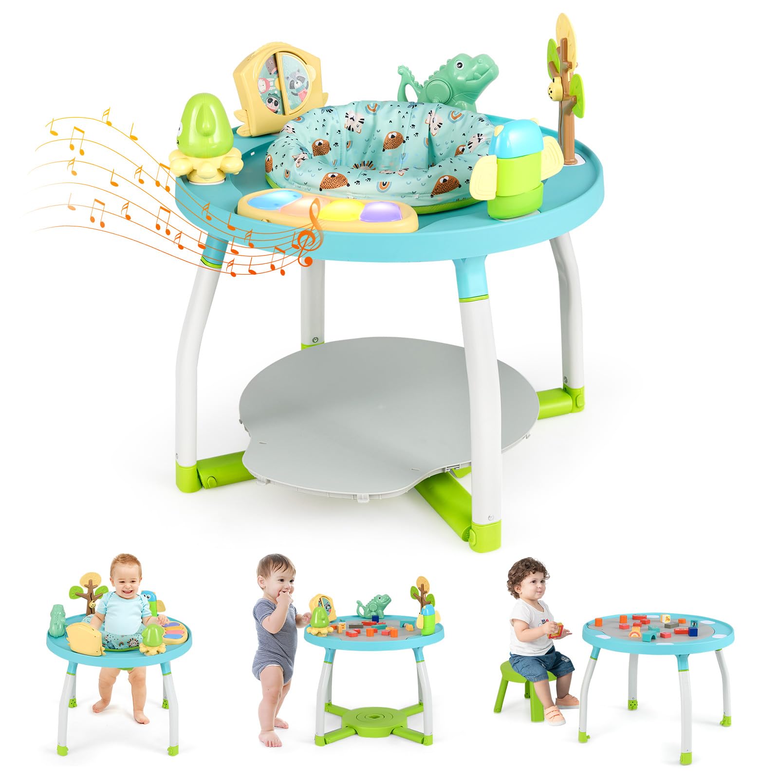 BABY JOY 5-in-1 Baby Activity Center with Removable Toys, Lights & Music - Adjustable Baby Jumper and Bouncer for Boys & Girls 6-36 Months - Interactive Play Center for Toddlers - Perfect for Playtime, Learning & Development (Blue)