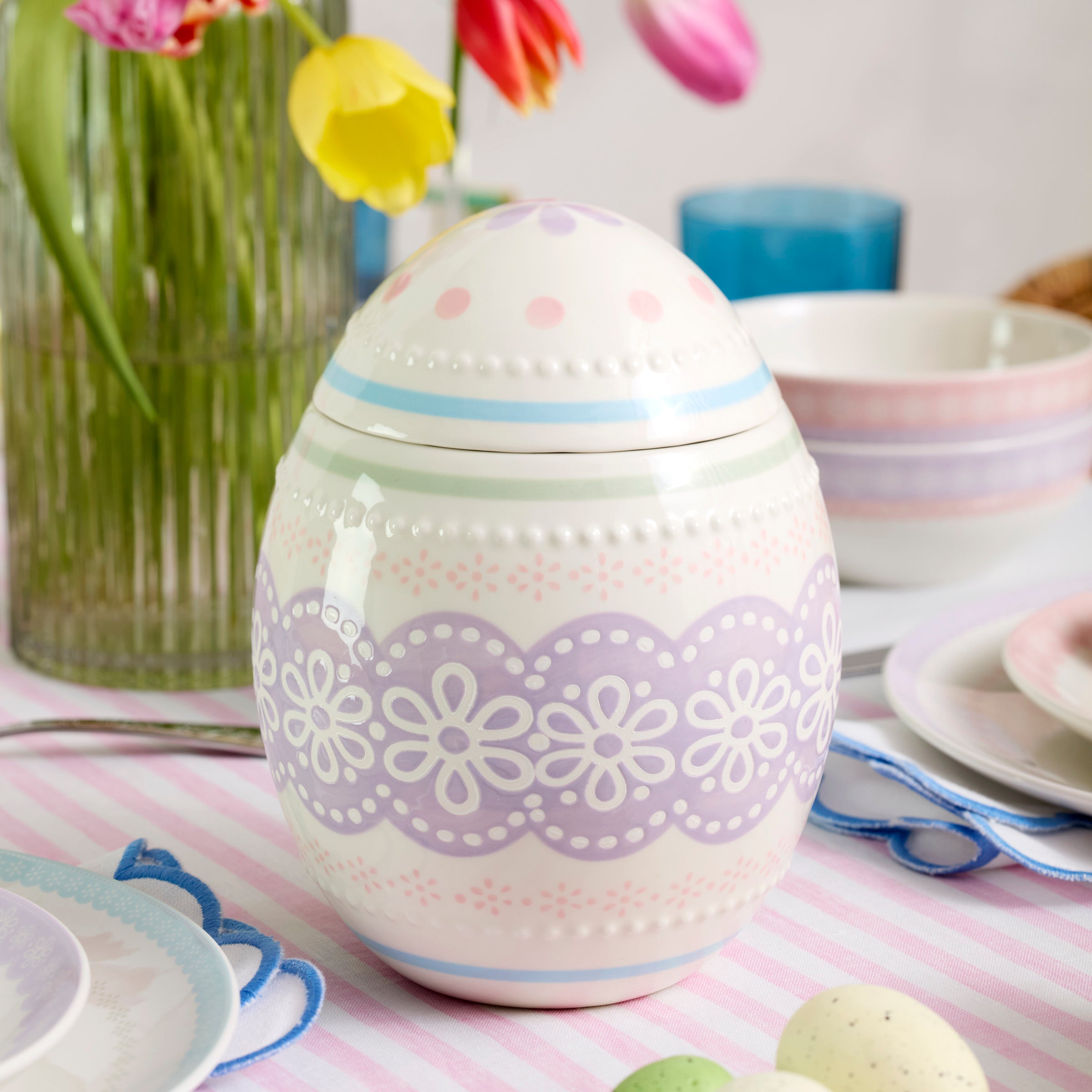 Easter Bunny Egg Candy Jar - Easter Basket Stuffers, Party Favors & Home Decor for Spring Celebrations