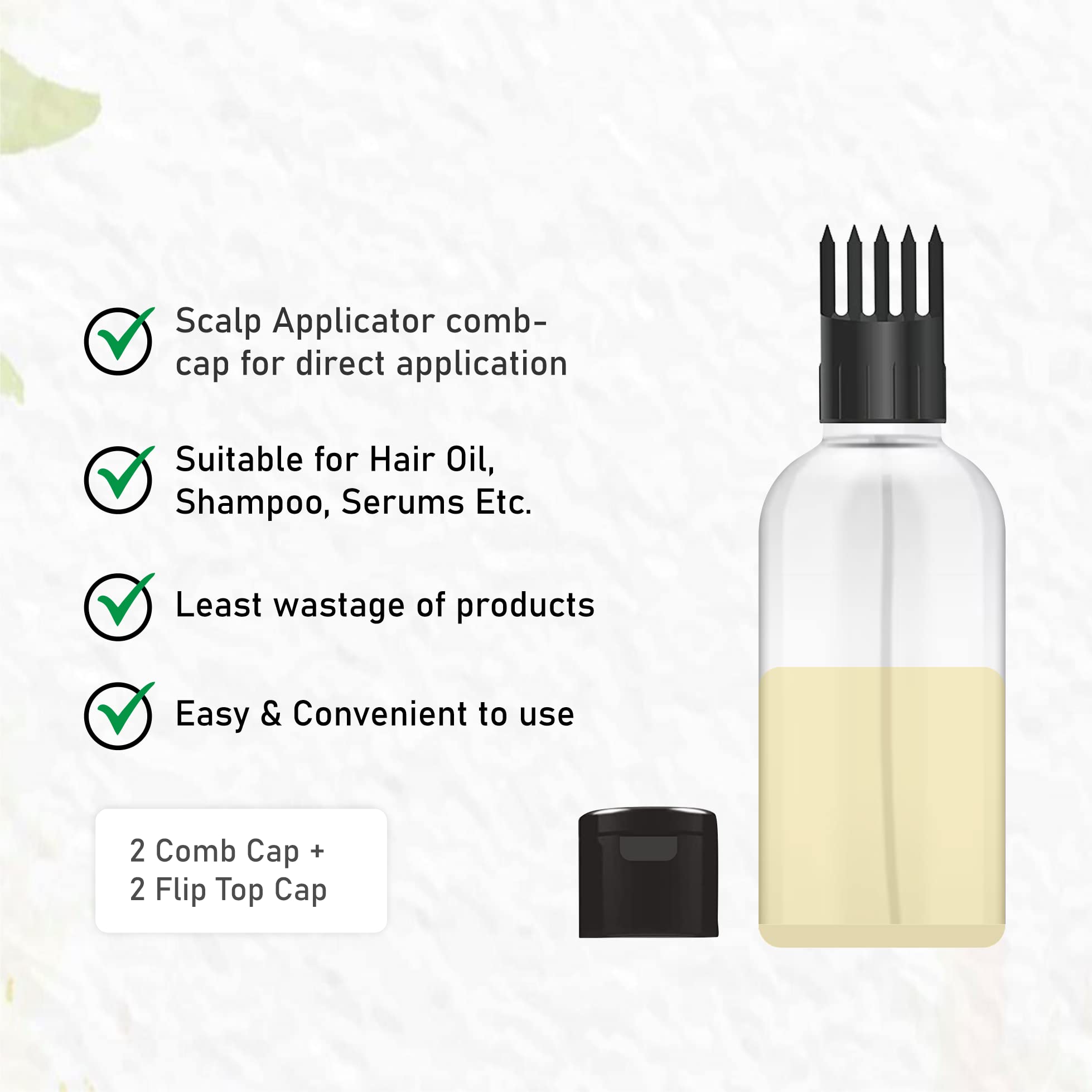 **PACKCESS 50ml Hair Root Applicator Bottle with Comb Cap & Fine Mist Spray – Refillable Travel Bottle for Hair Oil, Shampoo, Medicine & Beauty Products (Set of 2+2) – Perfect for Salon, Home & Travel Use**