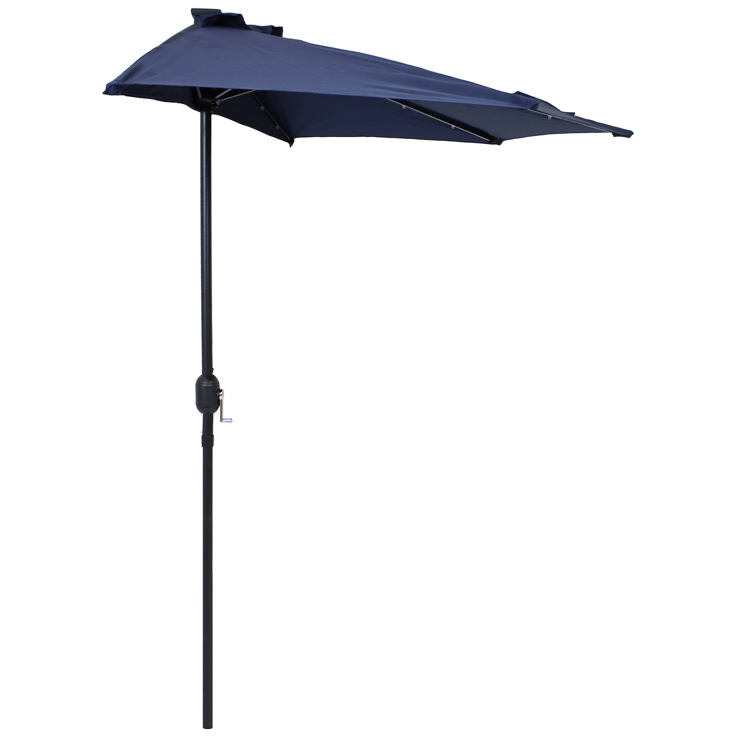 Sunnydaze 9-Foot Half Patio Umbrella with Solar LED Lights - Outdoor Cantilever Umbrella for Deck, Poolside & Backyard - Waterproof Sun Shade with Auto-Tilt & Wind Vent