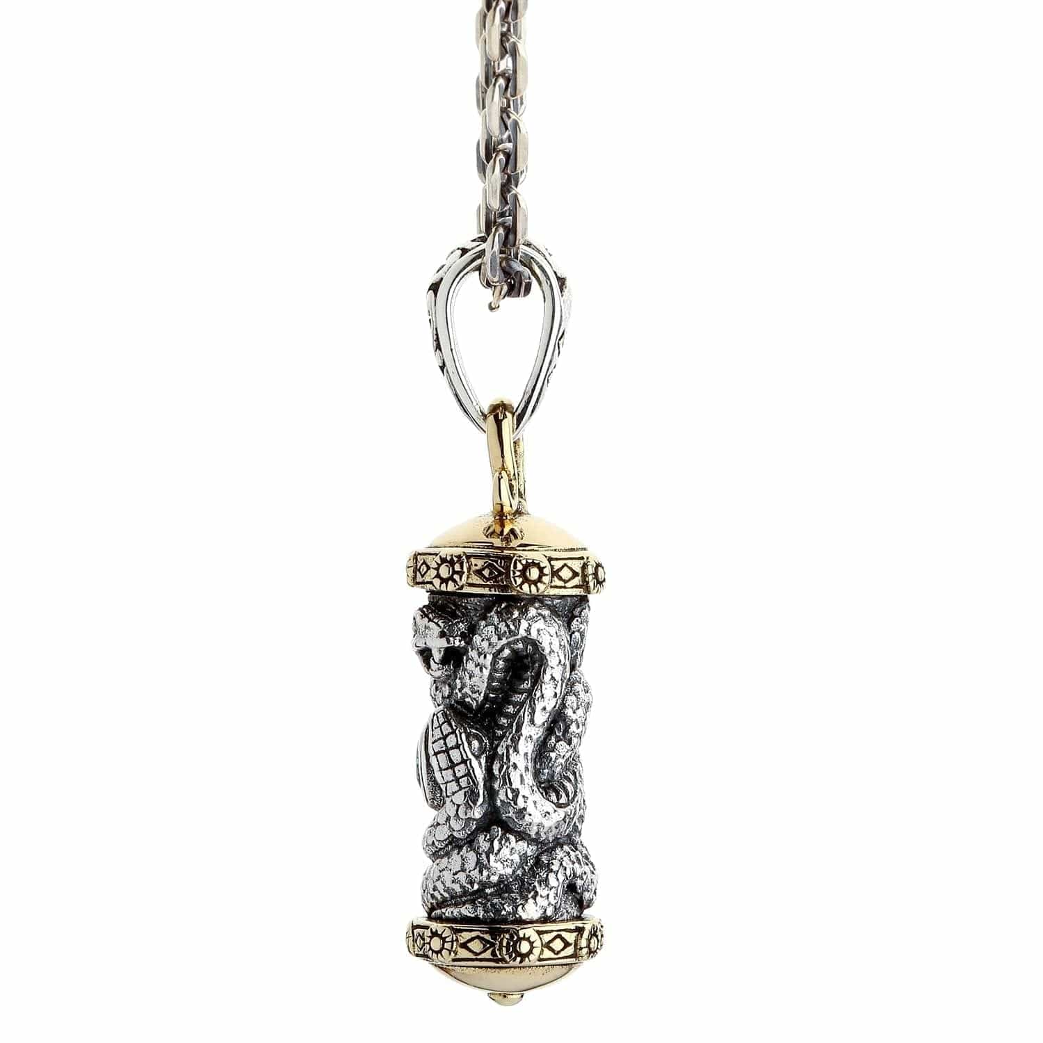Roller Snake Sterling Silver Gothic Pendant Necklace - Handmade 925 Silver Jewelry for Men & Women - Perfect for Gothic Fashion, Punk Style, and Alternative Outfits