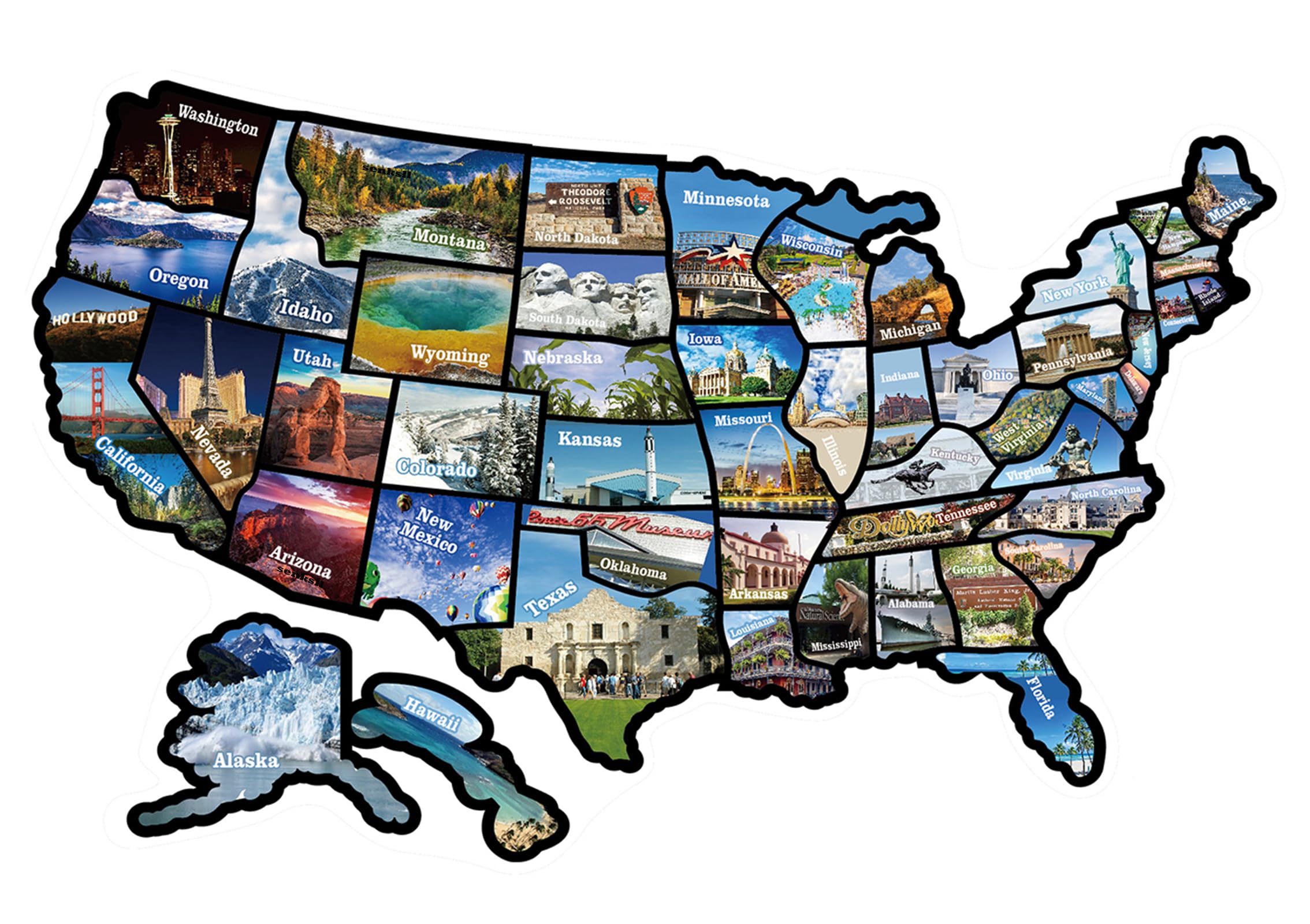RV State Sticker Travel Map of The United States - 11x17