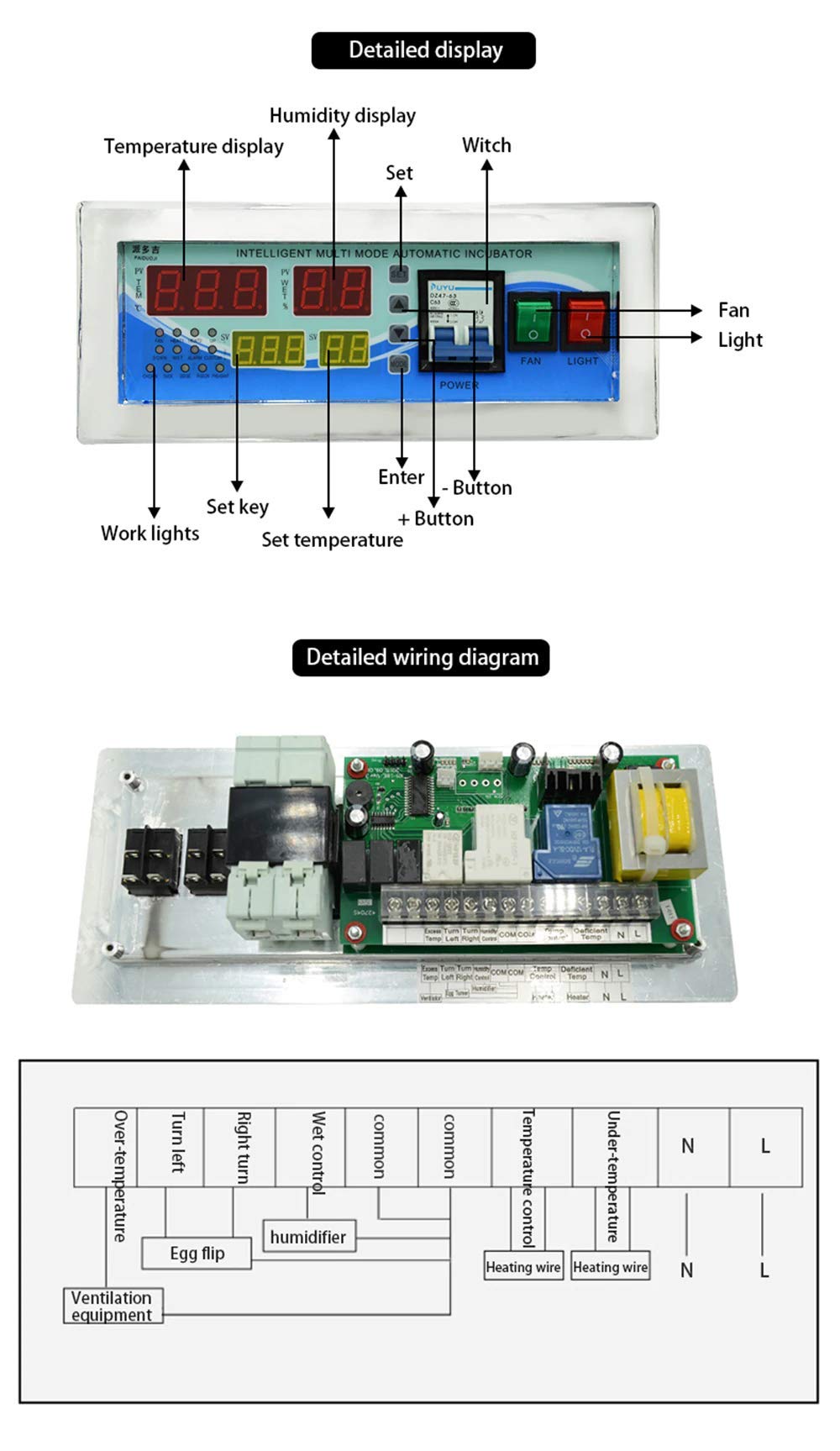 Xcluma XM-18E XM18 Automatic Egg Incubator Controller - Digital Thermostat & Humidity Sensor with 6 Programmable Modes for Poultry, Chicken, Duck, Quail Eggs - Perfect for Home Farming & Hatching Projects
