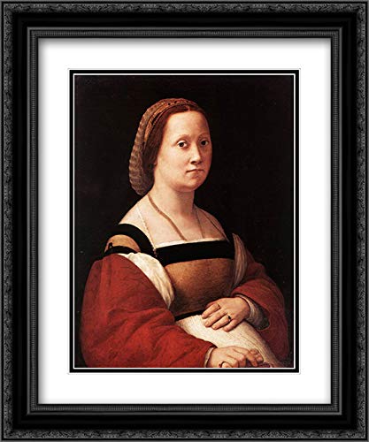 Raphael's 'The Pregnant Woman (La Donna Gravida)' 20x24 Inch Black Ornate Framed Art Print with Double Mat - Perfect for Nursery Decor, Baby Shower Gifts & Renaissance Art Collections
