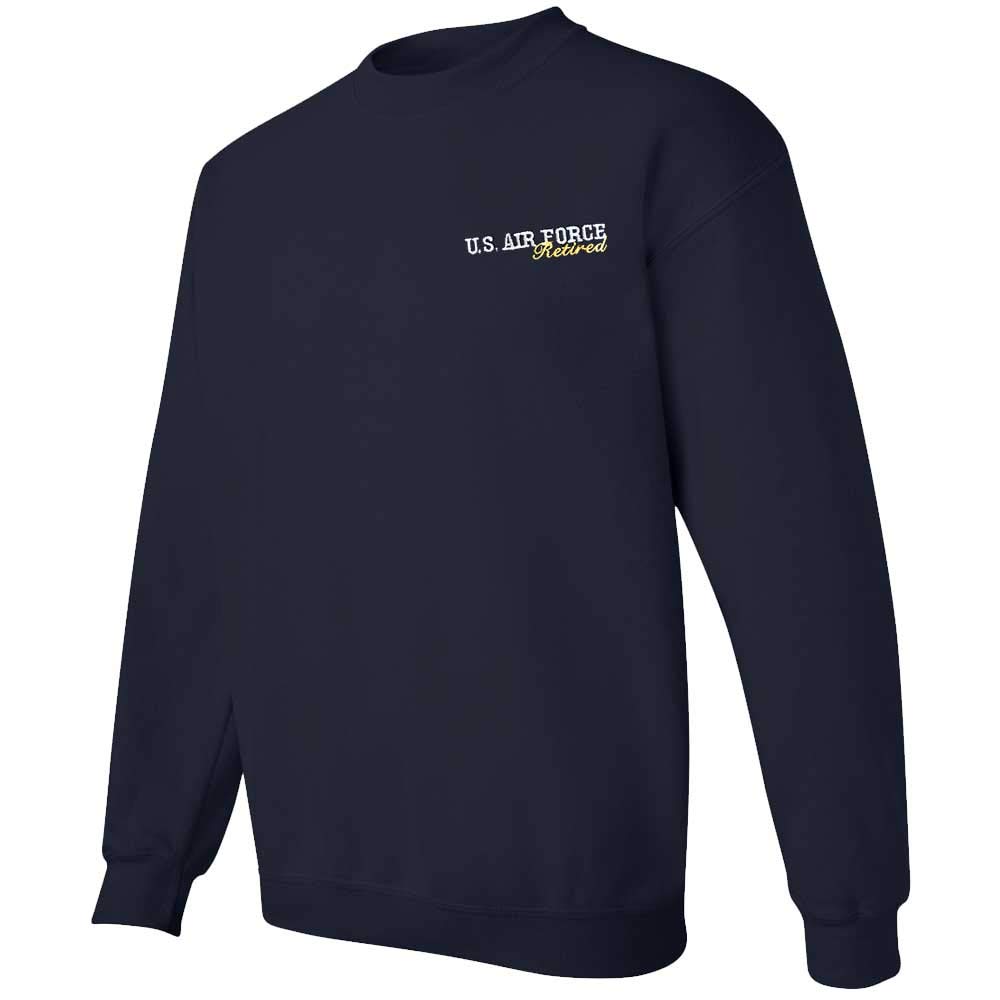 USAF Air Force Retired Crewneck Fleece Sweatshirt - Vintage Military Apparel for Men & Women - Perfect for Veterans Day, Military Reunions & Casual Wear