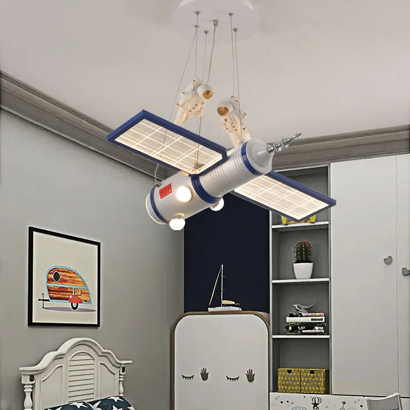 Astronaut Satellite Kids Room Ceiling Light - Space Themed LED Night Light for Children's Bedroom & Nursery - Perfect for Bedtime Stories & Stargazing