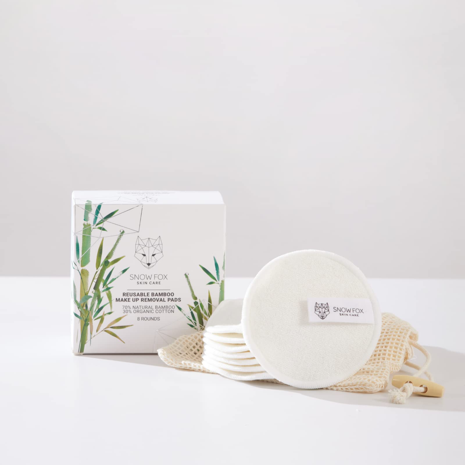 Organic Reusable Bamboo Cotton Makeup Remover Pads - Eco-Friendly & Gentle Facial Cleansing Pads for Makeup Removal, Skincare & Daily Face Wash - Perfect for Travel & Sustainable Beauty Routine