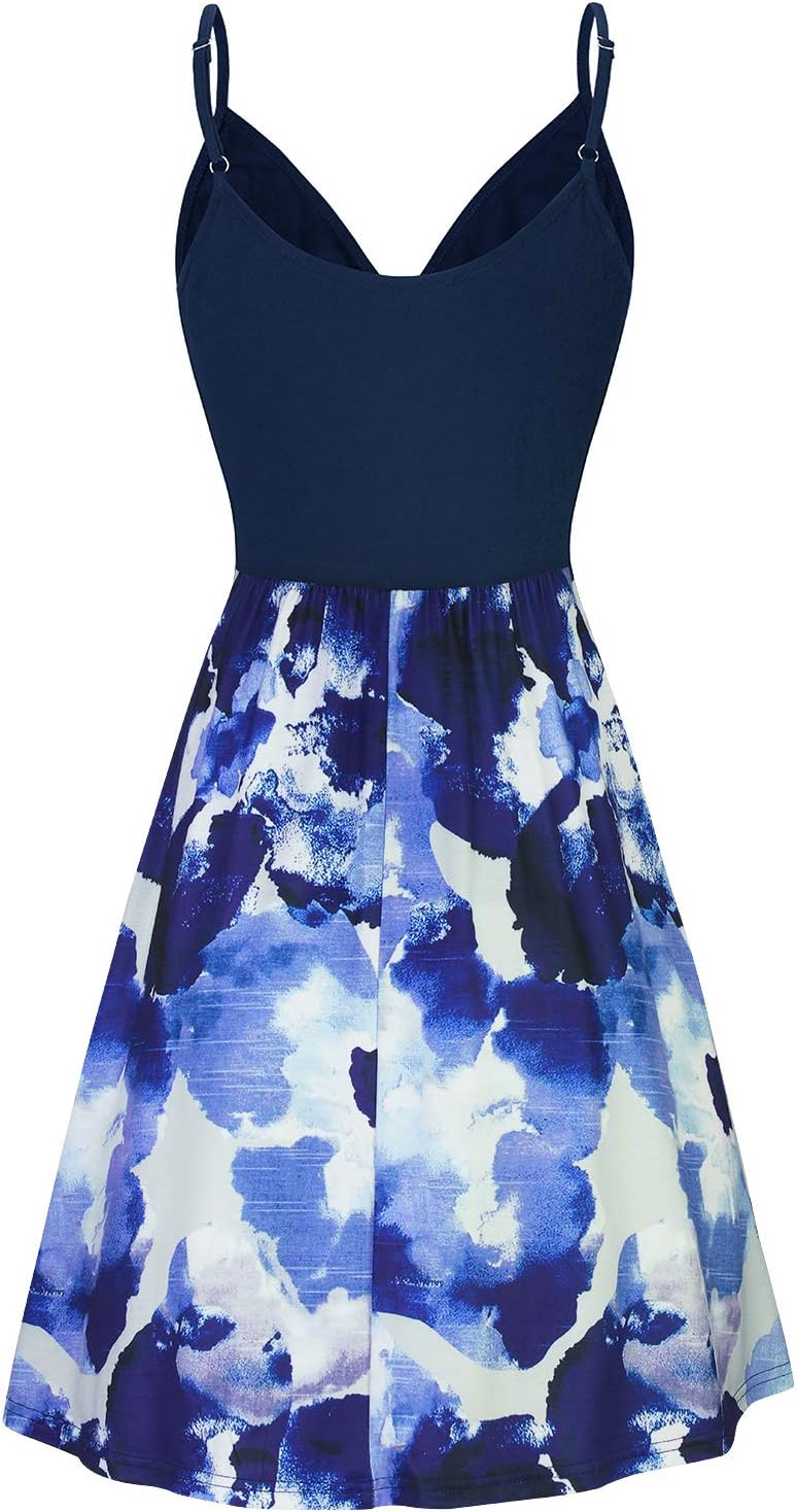 Elegant V-Neck Spaghetti Strap Casual Dress with Pockets - Perfect for Summer Outings, Beach Vacations & Date Nights