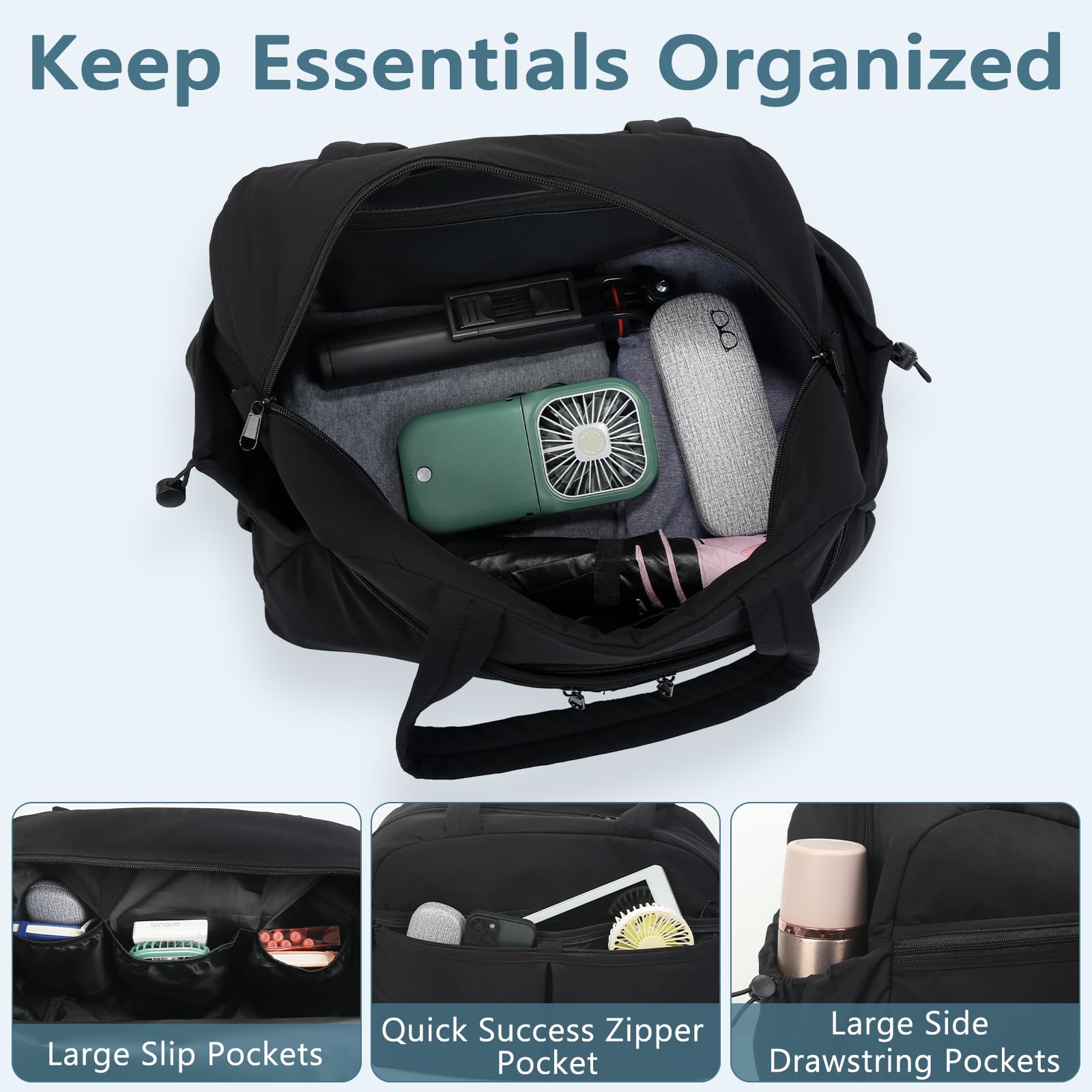 Stylish Weekender Bag for Women - Lightweight Carry On Tote & Small Travel Duffle Bag - Perfect as Overnight Bag, Yoga Bag or Gym Bag - Ideal for Weekend Getaways, Workouts & Travel