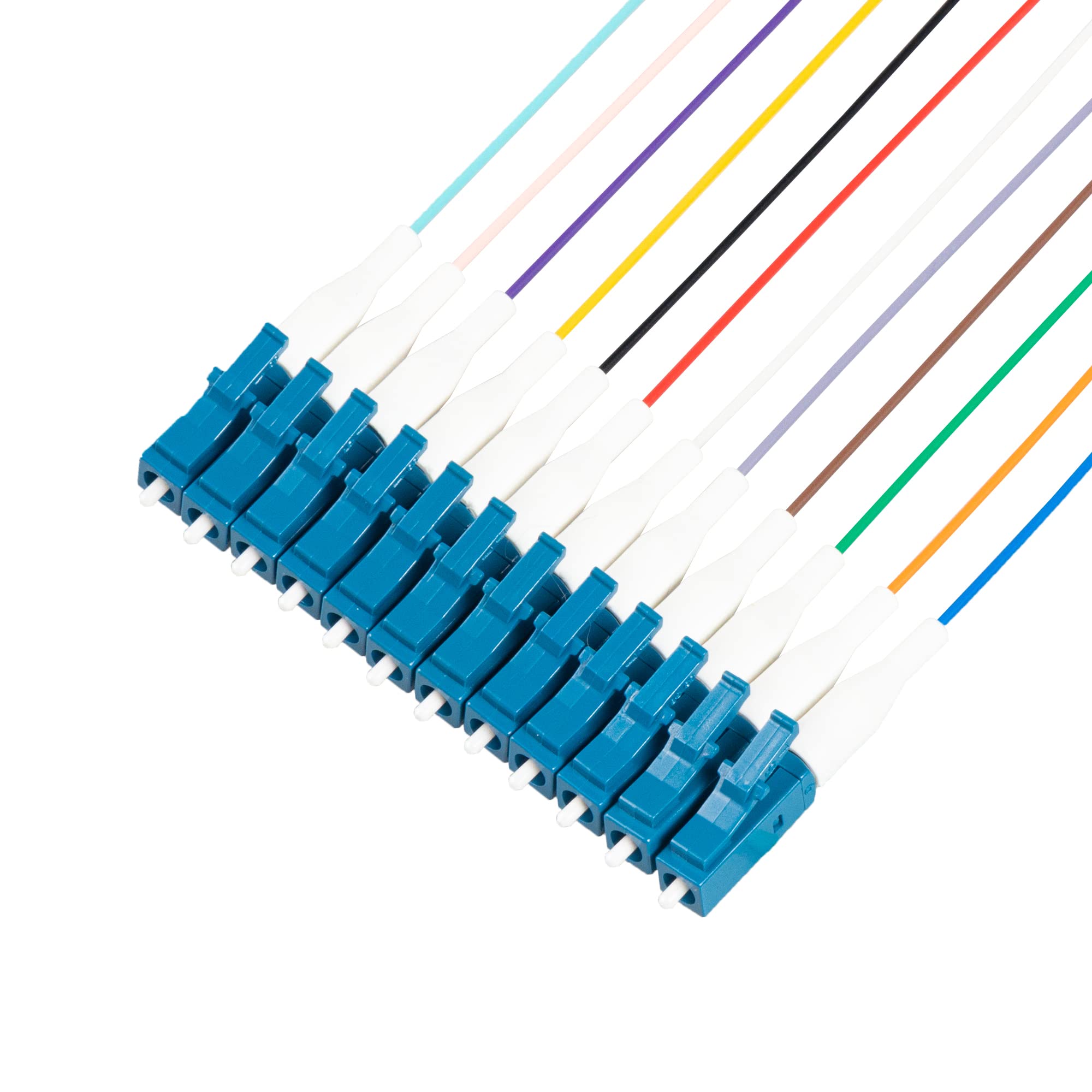 SpeedyFiberTX - 12 Fiber 900um Fiber Optic Pigtail, Corning SMF-28 Singlemode 9/125um Ultra Optical Fiber, OS1/OS2 Compatible (1 Meter / 3.28 Feet, LC/U 6 Pack) - Perfect for Data Centers, Telecom Networks & High-Speed Internet Installations