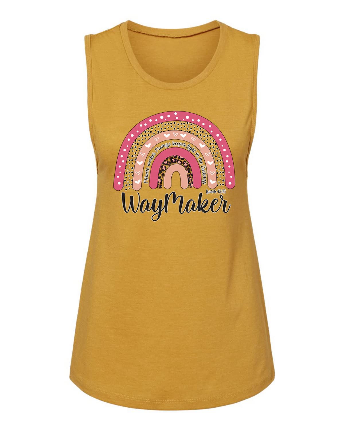 Waymaker Rainbow Inspirational Christian Women's Jersey Muscle Tank - Comfortable Workout Top for Church, Gym & Everyday Wear