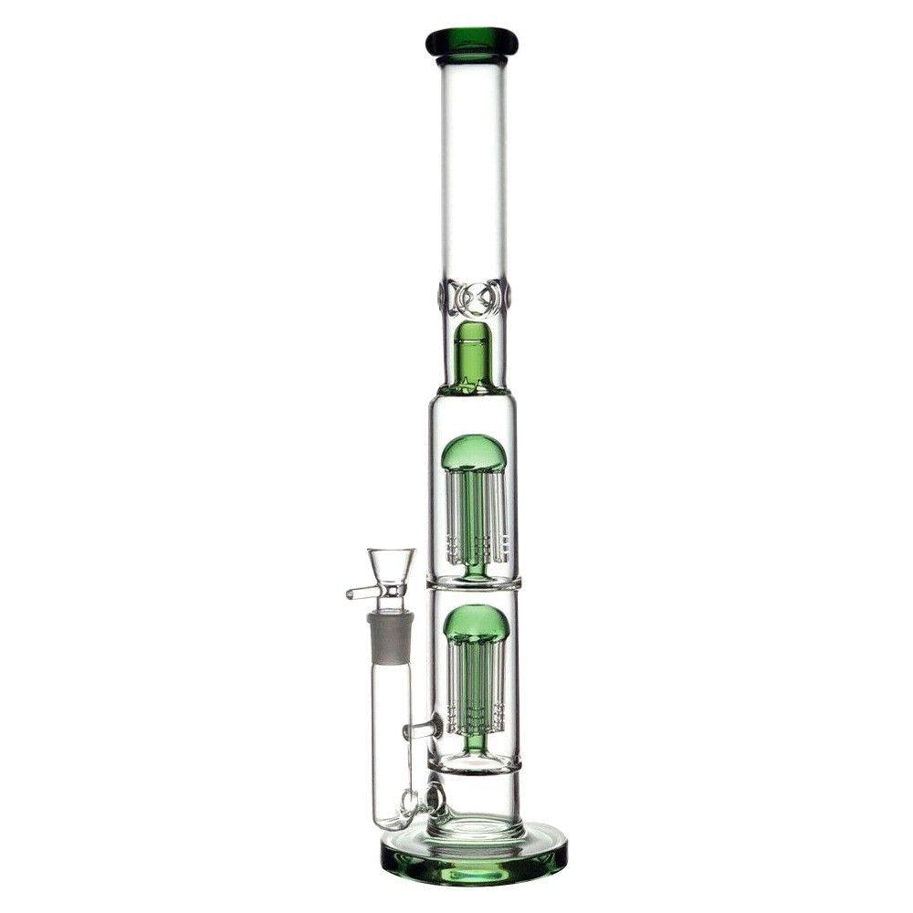 Premium Glass Bong with Green Branch Design - Thick Borosilicate Water Pipe with Ice Catcher & Bowl for Smooth Smoking | Perfect for Home Use, Parties & Relaxation