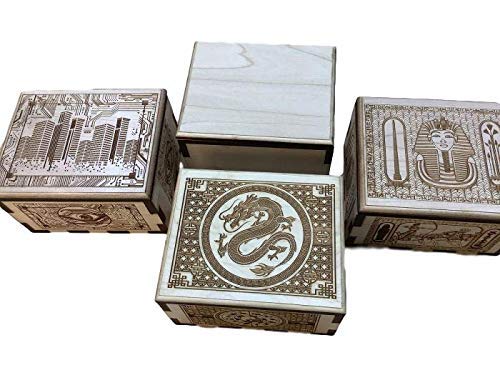Hurricane Wood Puzzle Box with Laser Engraved Dragon Design - Brain Teaser Gift for Adults & Teens - Perfect for Home Decor, Office Stress Relief & Game Night Entertainment