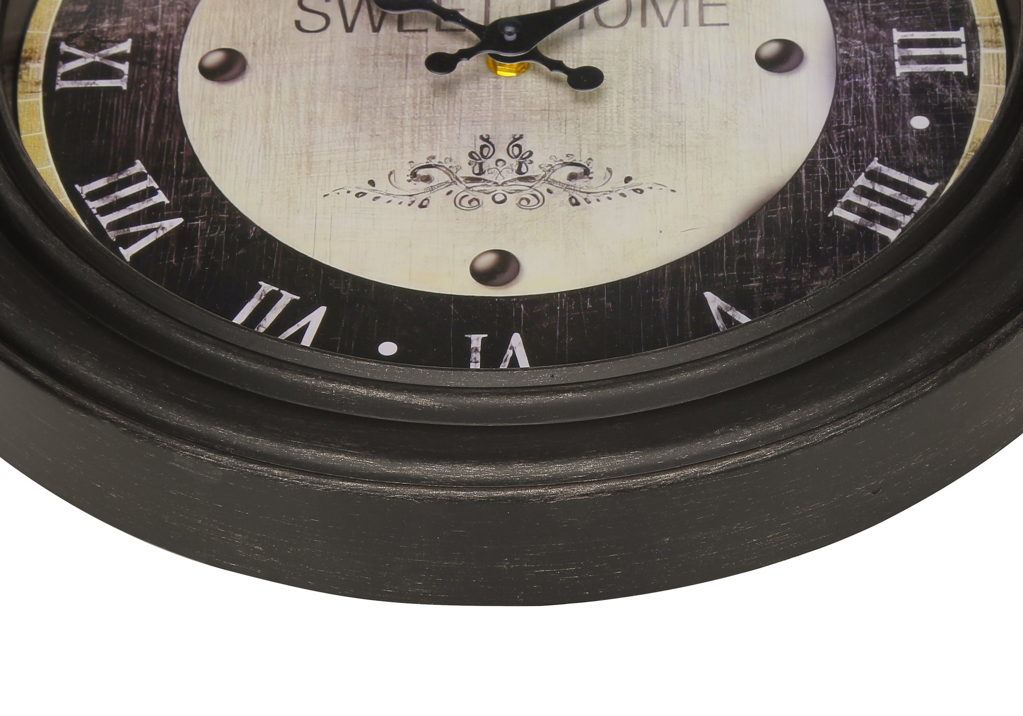 16 Inch Round Antique Brown Wall Clock - Vintage Transitional Style Decor for Living Room, Bedroom & Office | Silent Non-Ticking Mechanism