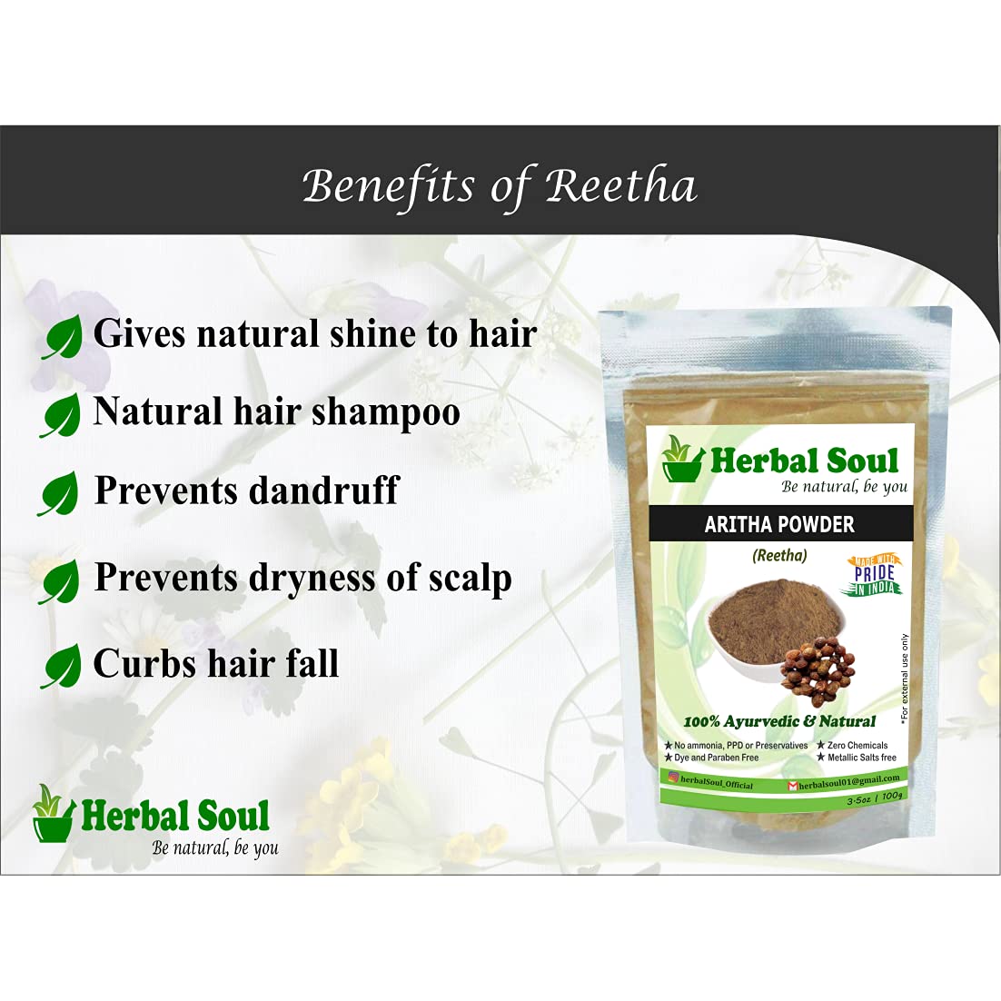 Herbal Soul Combo - Rose Powder, Orange Peel Powder & Reetha Powder (300g) | Natural Skin Care & Hair Treatment | DIY Face Masks & Ayurvedic Remedies