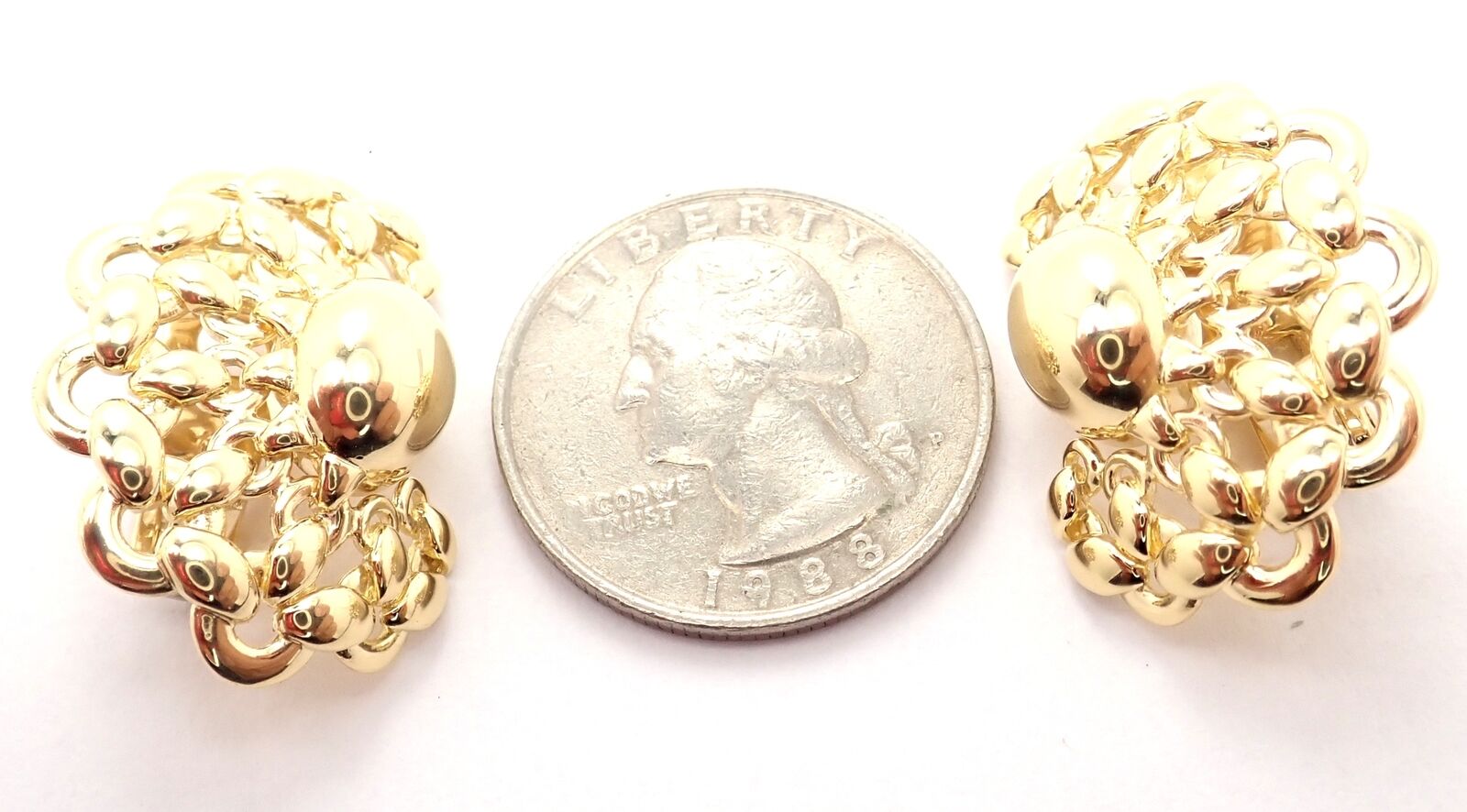 Authentic Vintage Hermes 18K Yellow Gold Large Hoop Earrings - Luxury Jewelry for Women, Perfect for Parties, Weddings & Special Occasions