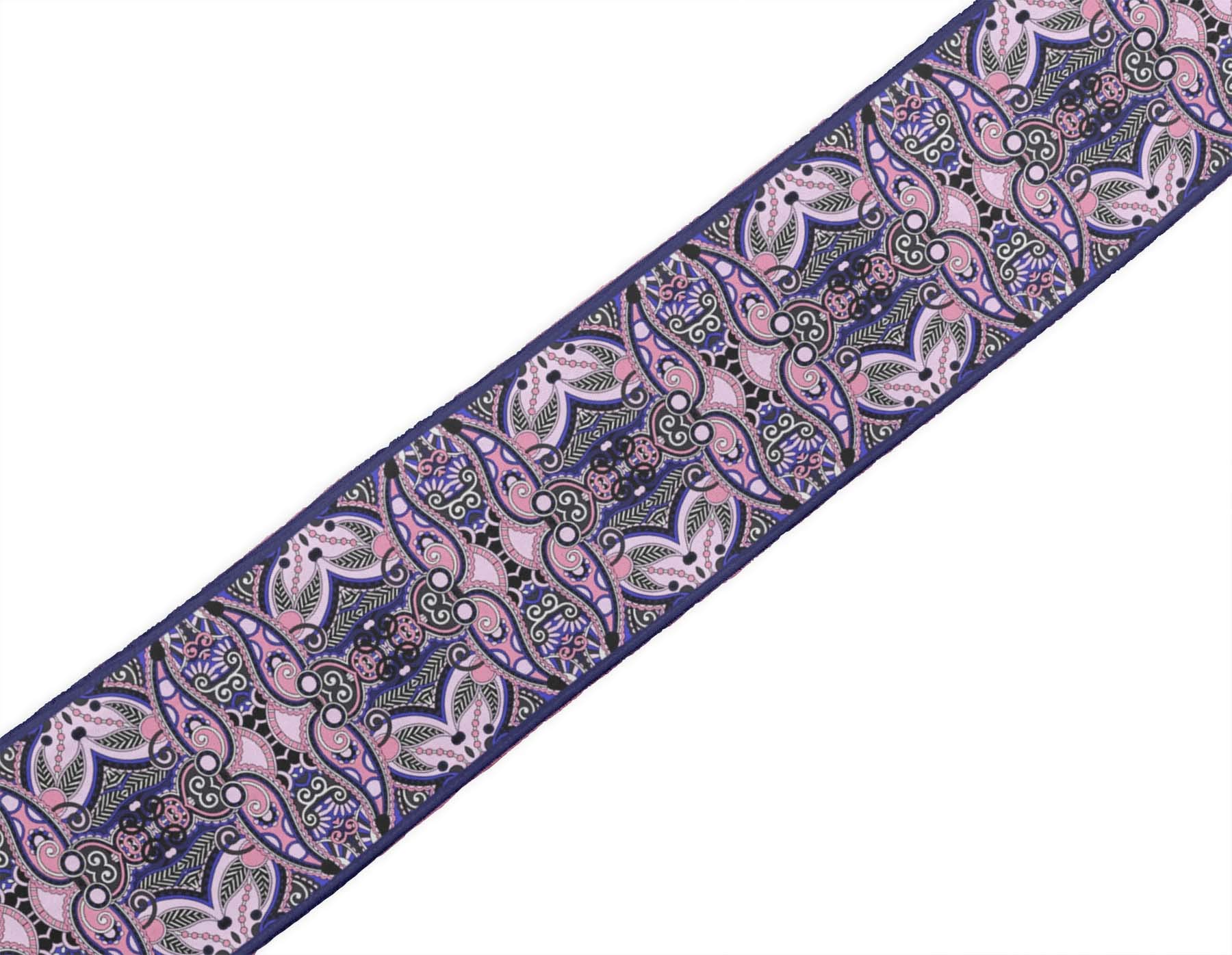 Indian Beautiful Art Pink Stripe & Paisley Printed Velvet Ribbon Trim - 9 Yards, 3 Inches Wide - Premium Fabric Lace for Sewing, Crafts, DIY Accessories - Perfect for Gift Wrapping, Home Decor, and Fashion Embellishments