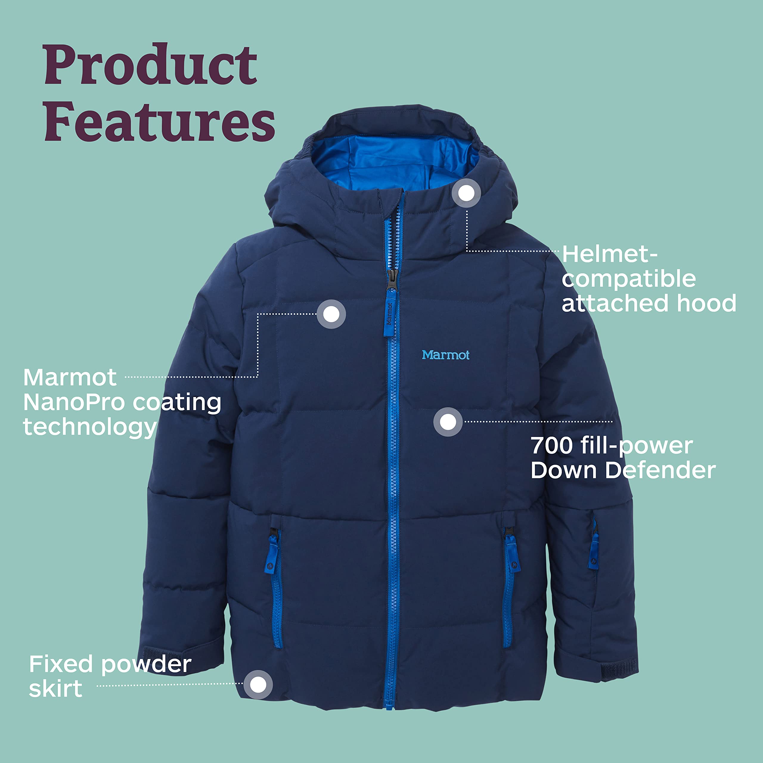 MARMOT Kids' Polar Down Jacket - Warm Winter Coat for Boys & Girls - Outdoor Snow Play, Skiing & Cold Weather Activities