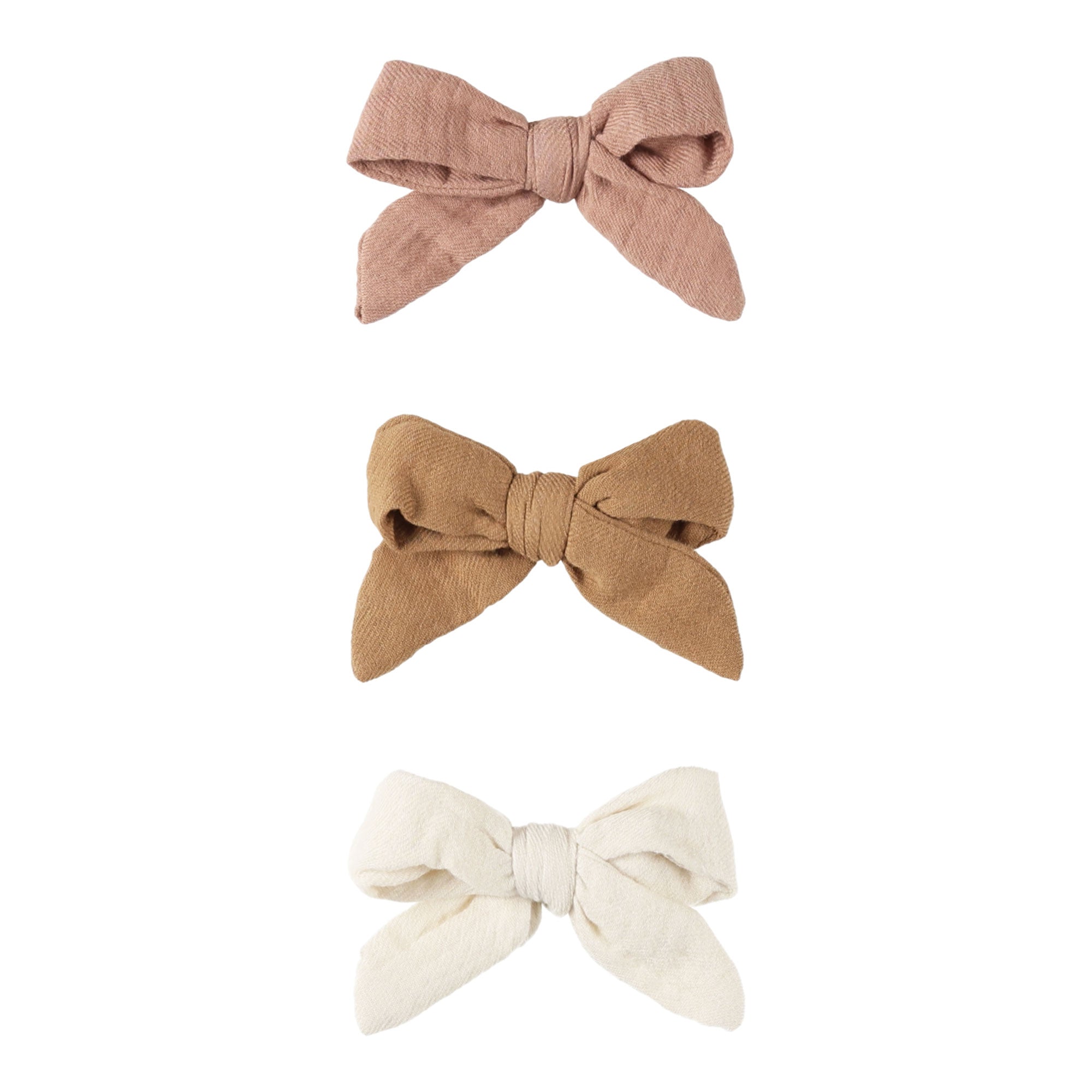3-Piece Bow Clip Set - Rose, Natural & Gold Hair Accessories for Women & Girls | Perfect for Weddings, Parties & Everyday Styling