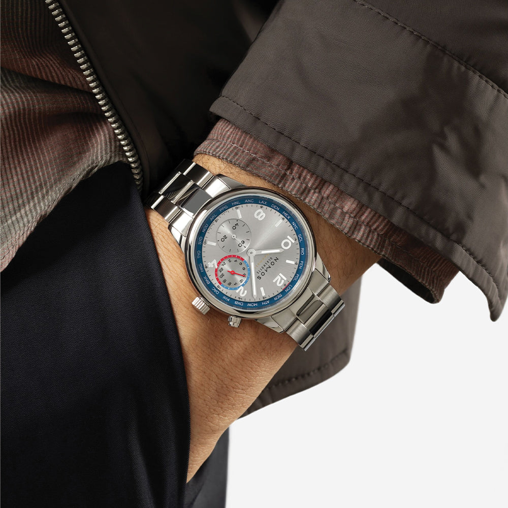 Club Sport Neomatik Worldtimer 40mm Silver Watch on Stainless Steel Bracelet - Perfect for Travel, Business & Luxury Sports Events
