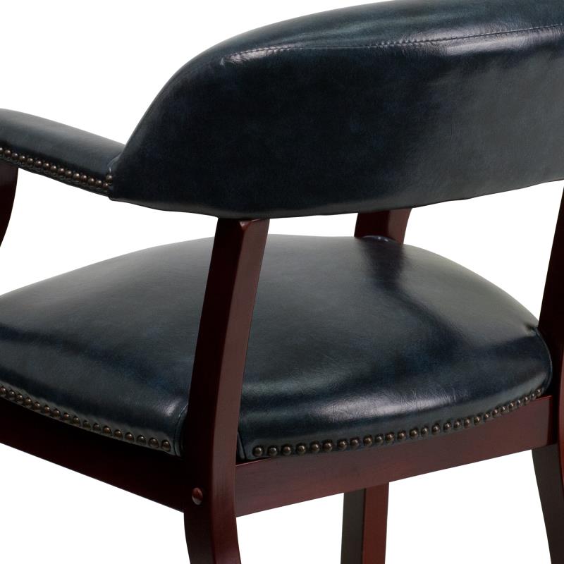 Premium Traditional Vinyl Conference Chair with Elegant Nailhead Trim - Perfect for Office Meetings, Executive Suites & Home Offices