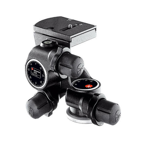 Manfrotto 410 Junior Geared Tripod Head with RC4 Plate - Professional 3-Way Geared Camera Head for DSLR & Mirrorless Photography, Perfect for Landscape, Architecture & Studio Shooting