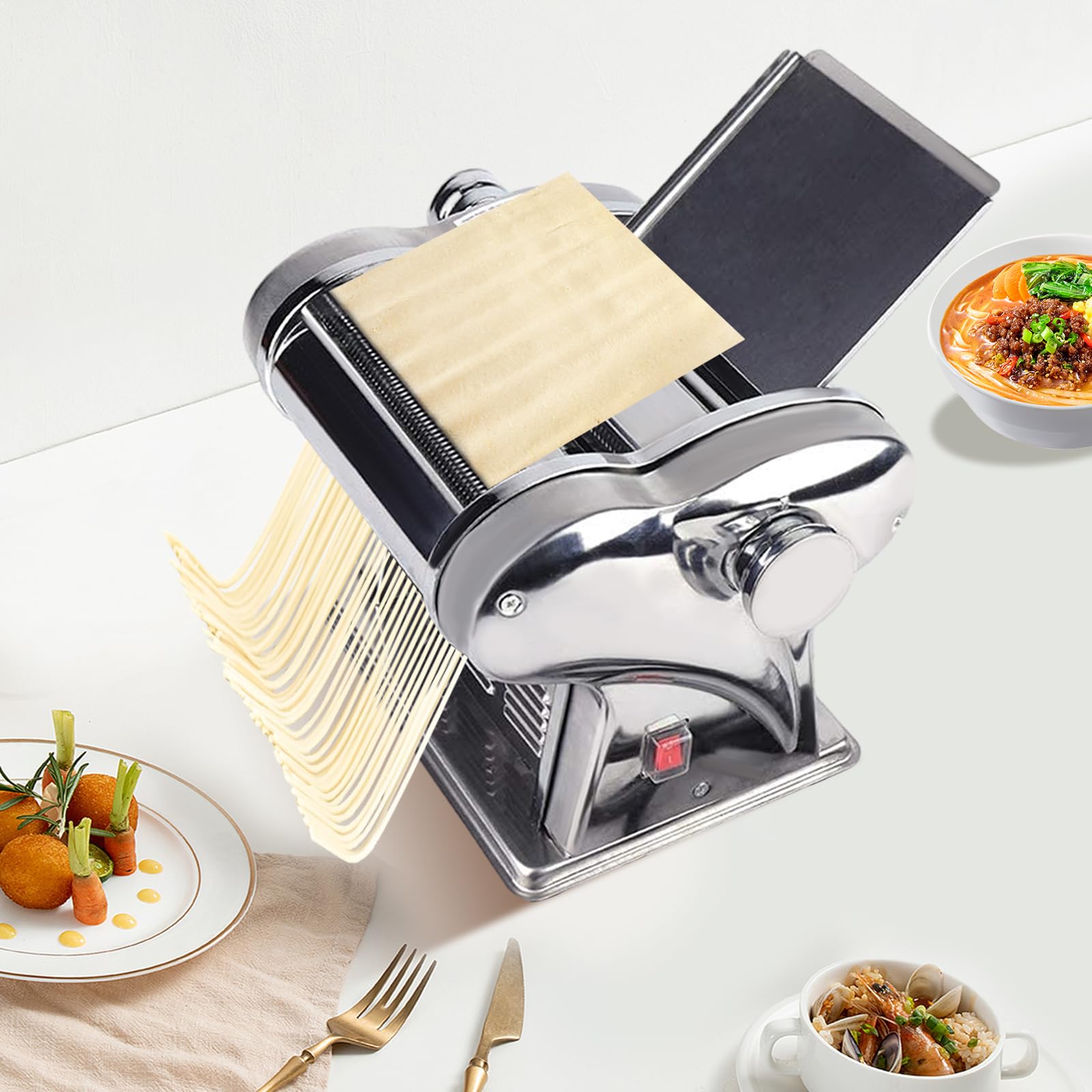 Commercial Electric Dough Roller Sheeter Machine - Stainless Steel Automatic Pasta Maker for Noodles, Dumplings & Pastry - 110V for Home & Restaurant Use