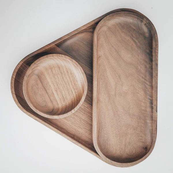 Premium Walnut Wood Valet Tray Set - Handcrafted Organizer for Keys, Wallet & Jewelry | Stylish Desktop & Nightstand Decor for Home & Office