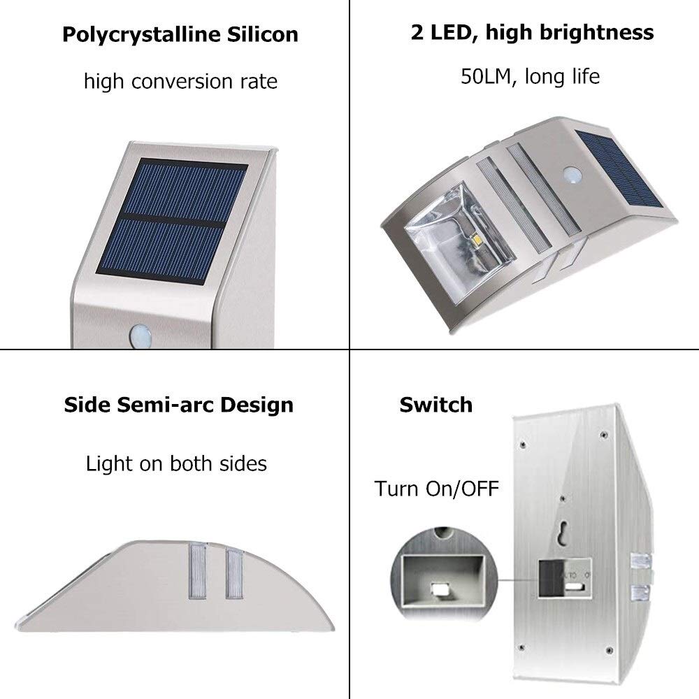 Fengyan Solar LED Landscape Lights with PIR Motion Sensor - Outdoor Solar Garden Lights for Yard, Pathway, Wall, Balcony, Porch & Street Security Lighting (White Light) - Perfect for Energy-Efficient Nighttime Illumination and Home Safety