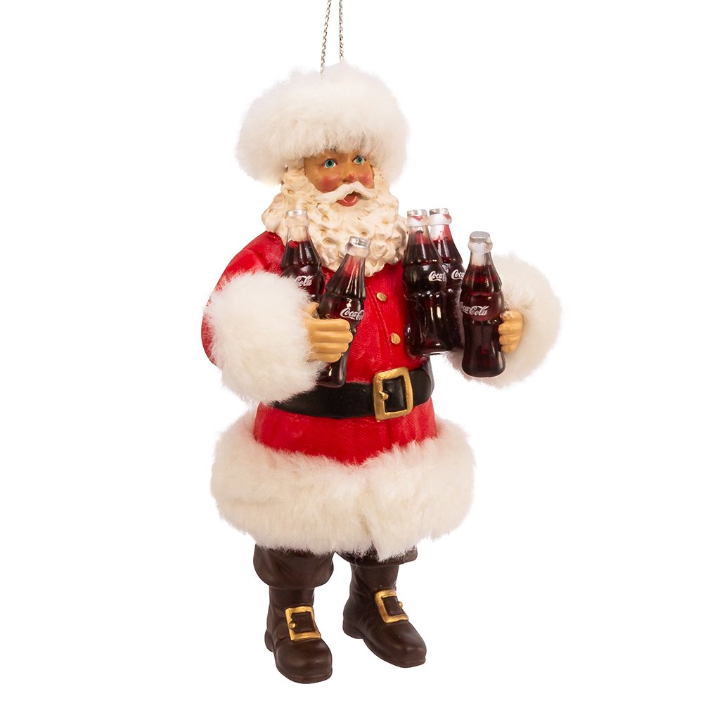 Kurt S. Adler 5-Inch Santa Holding Coca-Cola Bottles Christmas Ornament - Perfect for Holiday Tree Decorations & Festive Home Decor
