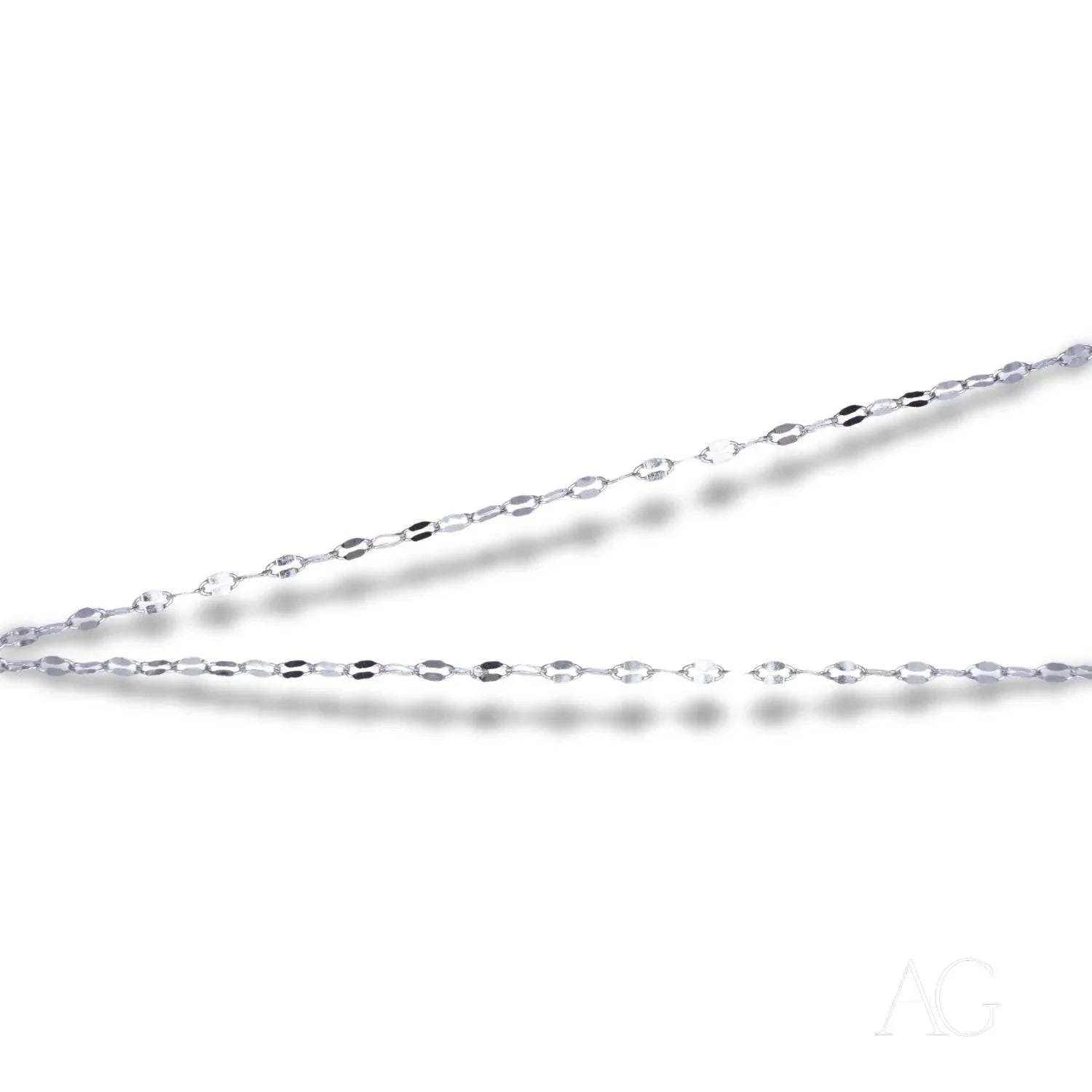 18K White Gold Chain Necklace - Elegant 17.5 Inch Luxury Jewelry for Women - Perfect for Weddings, Anniversaries & Special Occasions